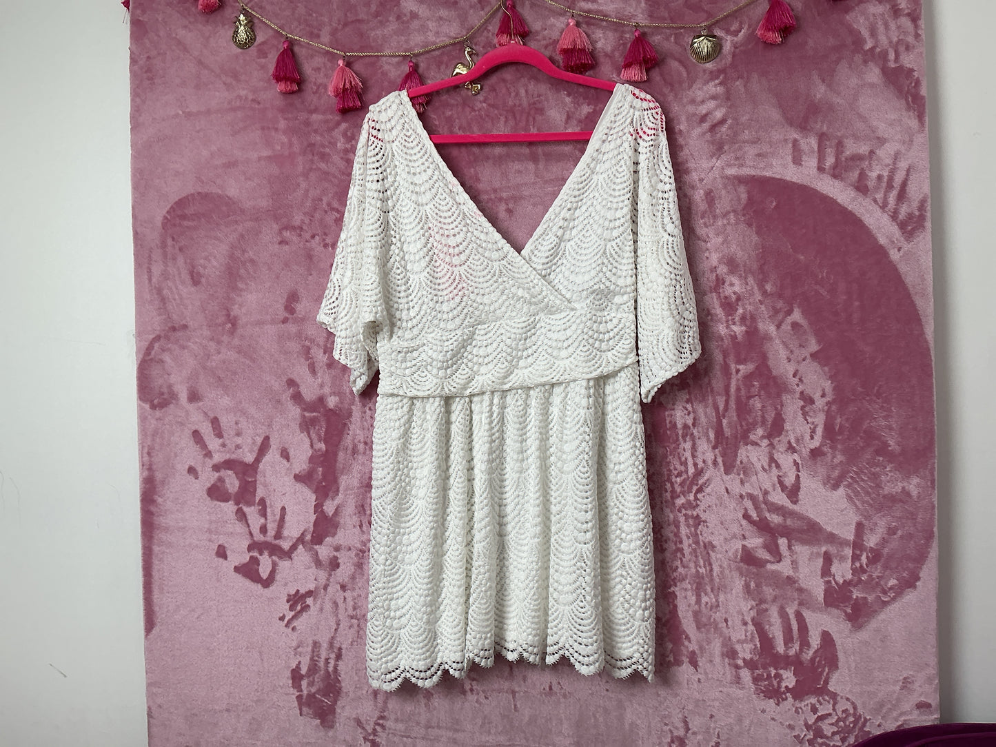 Lilly Pulitzer NWT Parigi Skort Romper Resort White Scalloped Shell Lace - Size XL