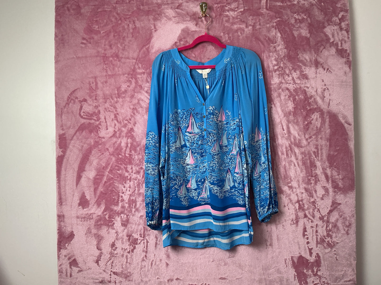 Lilly Pulitzer NWT Elsa Top Lunar Blue A Lil Nature Engineered - Size XXL