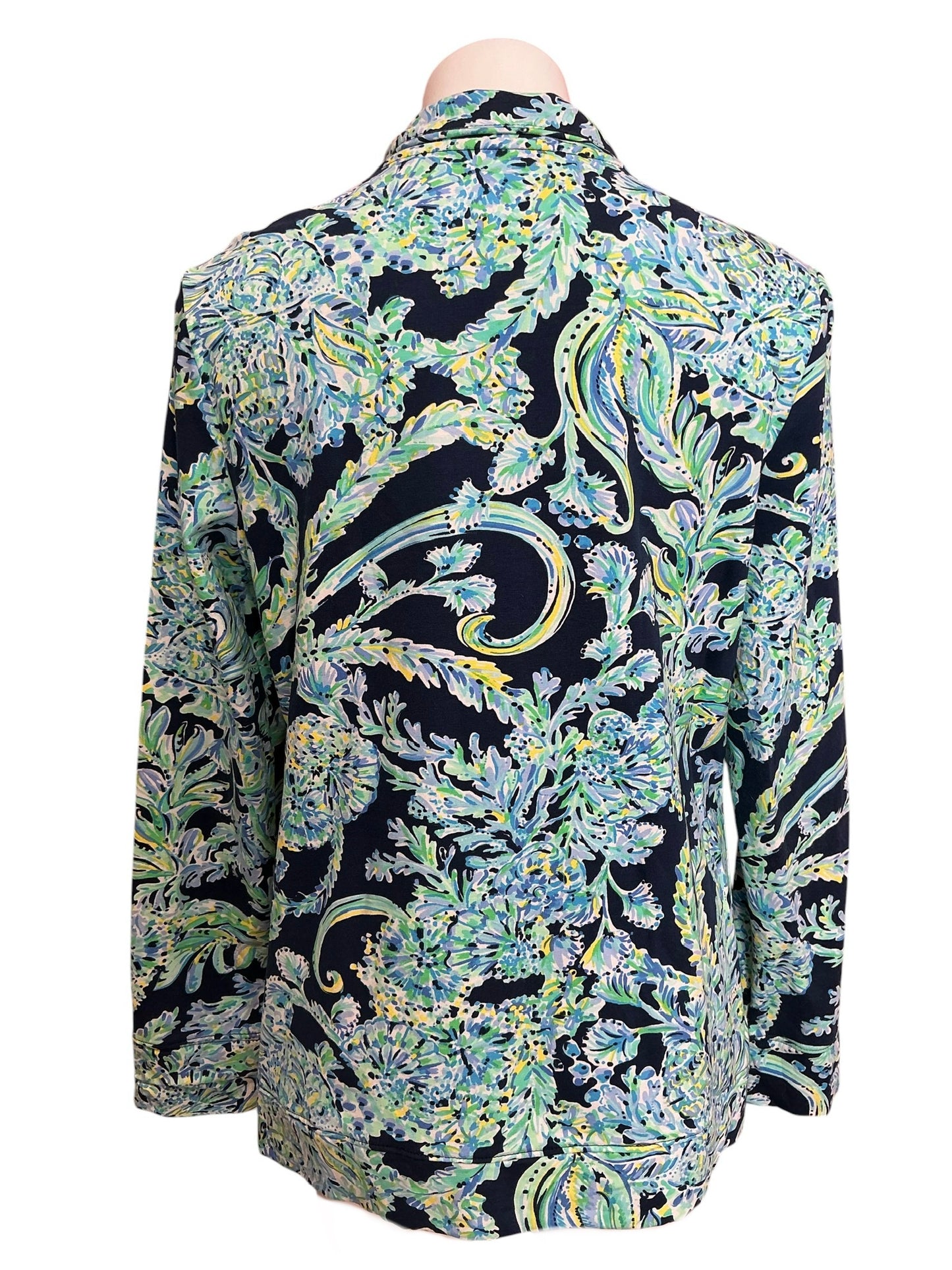 Lilly Pulitzer Betsey Zip Up Jacket High Tide Navy Scuba Doo - Size L
