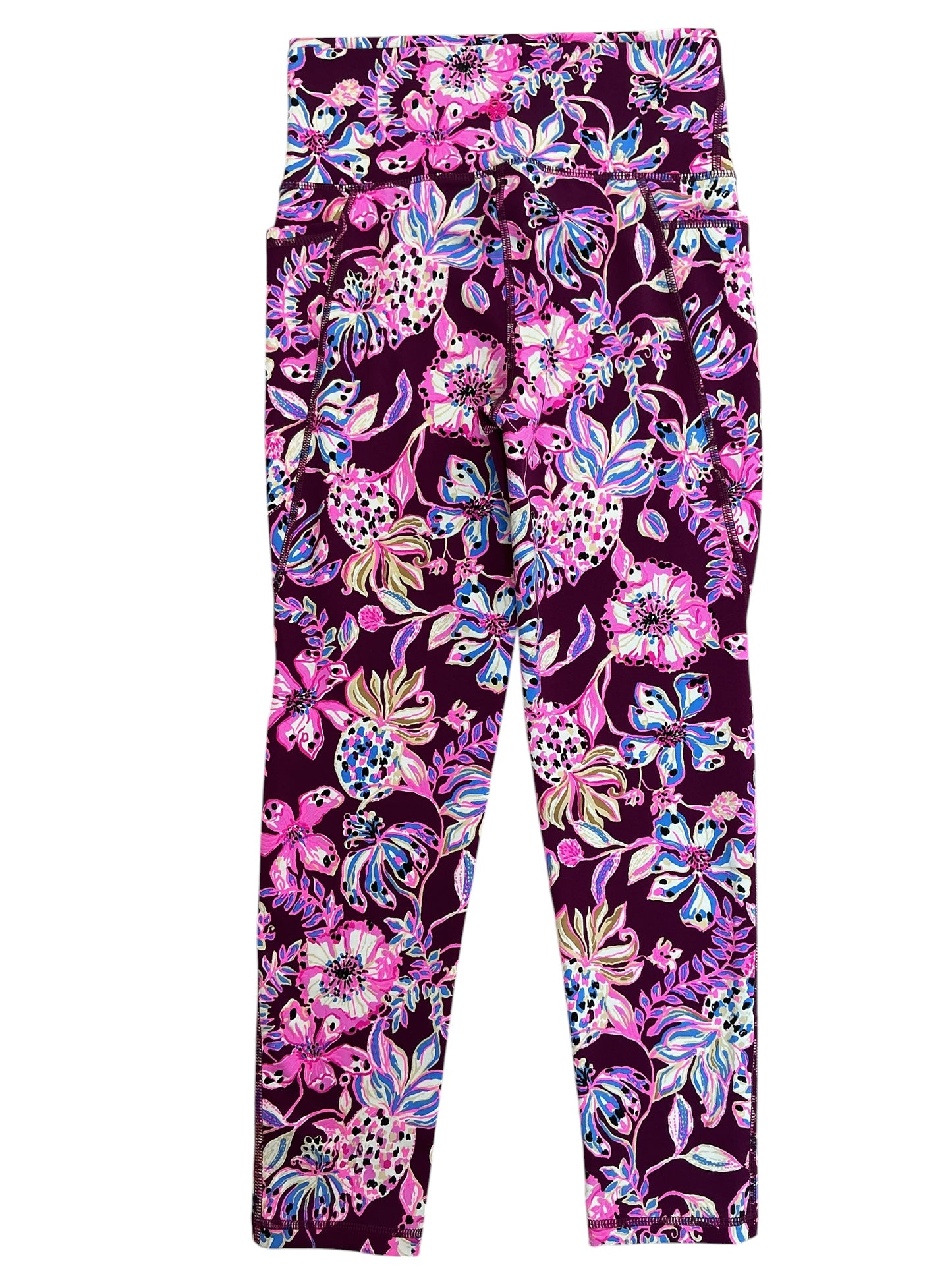 Lilly Pulitzer South Beach High Rise Midi Leggings Amarena Cherry Tropical With A Twist - Size S
