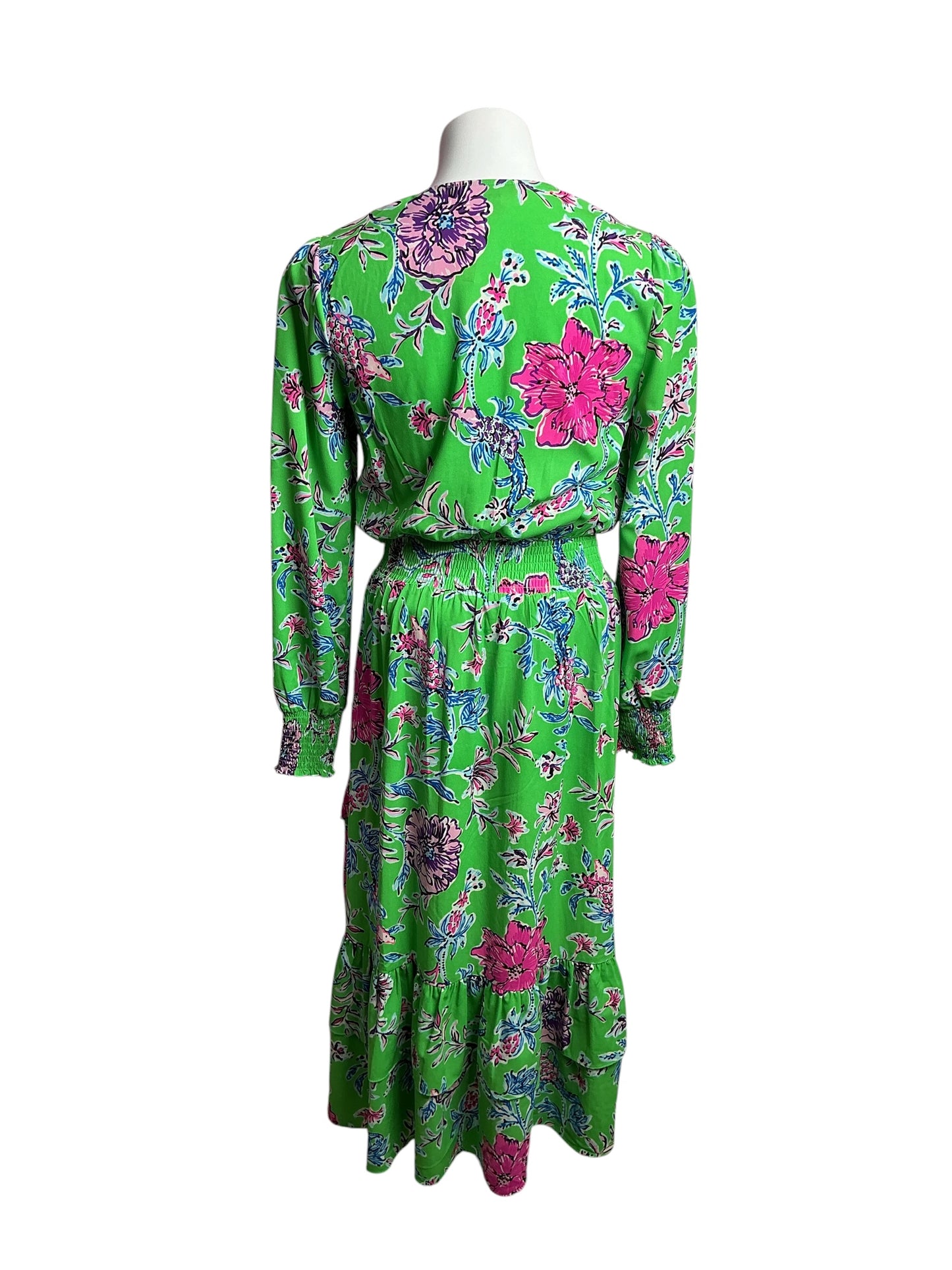 Lilly Pulitzer- Christiana Stretch Midi Dress Gecko Green Brewster’s Blooms Size 2