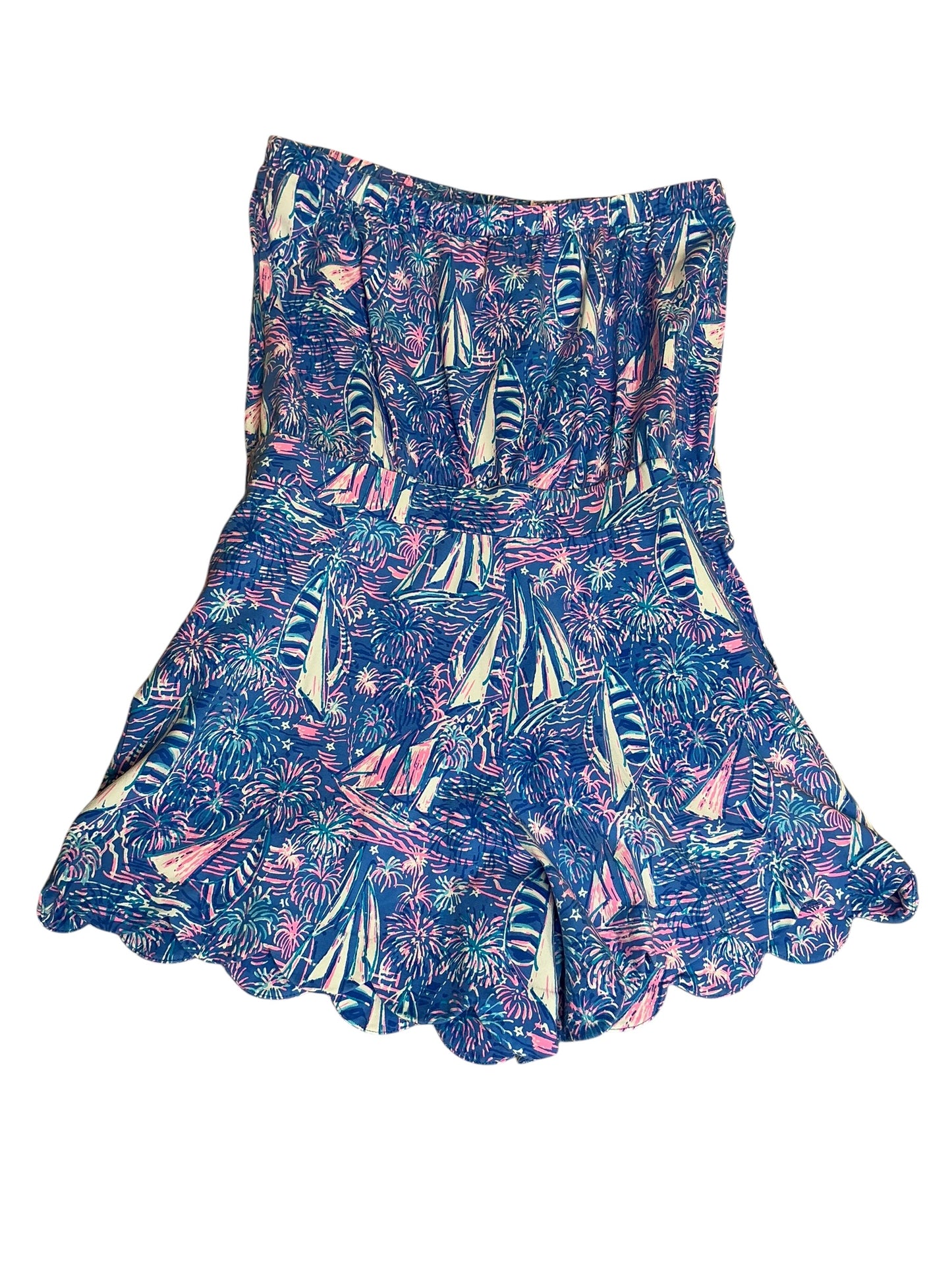 Lilly Pulitzer Jace Strapless Romper Boca Blue It's A Sailabration - Size XL