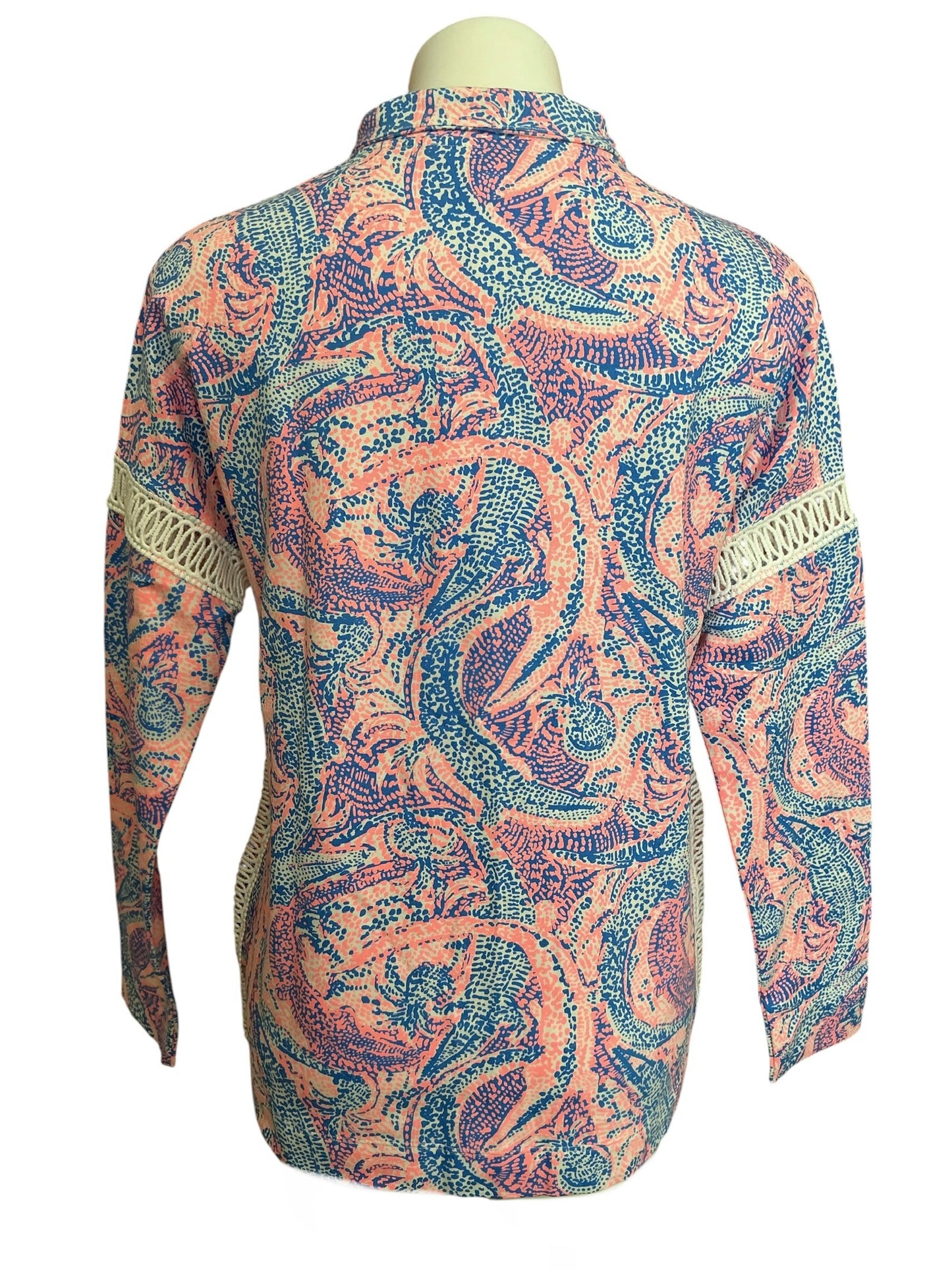 Lilly Pulitzer NWT Jonah Popover Top Coastal Blue Maybe Gator - Size S