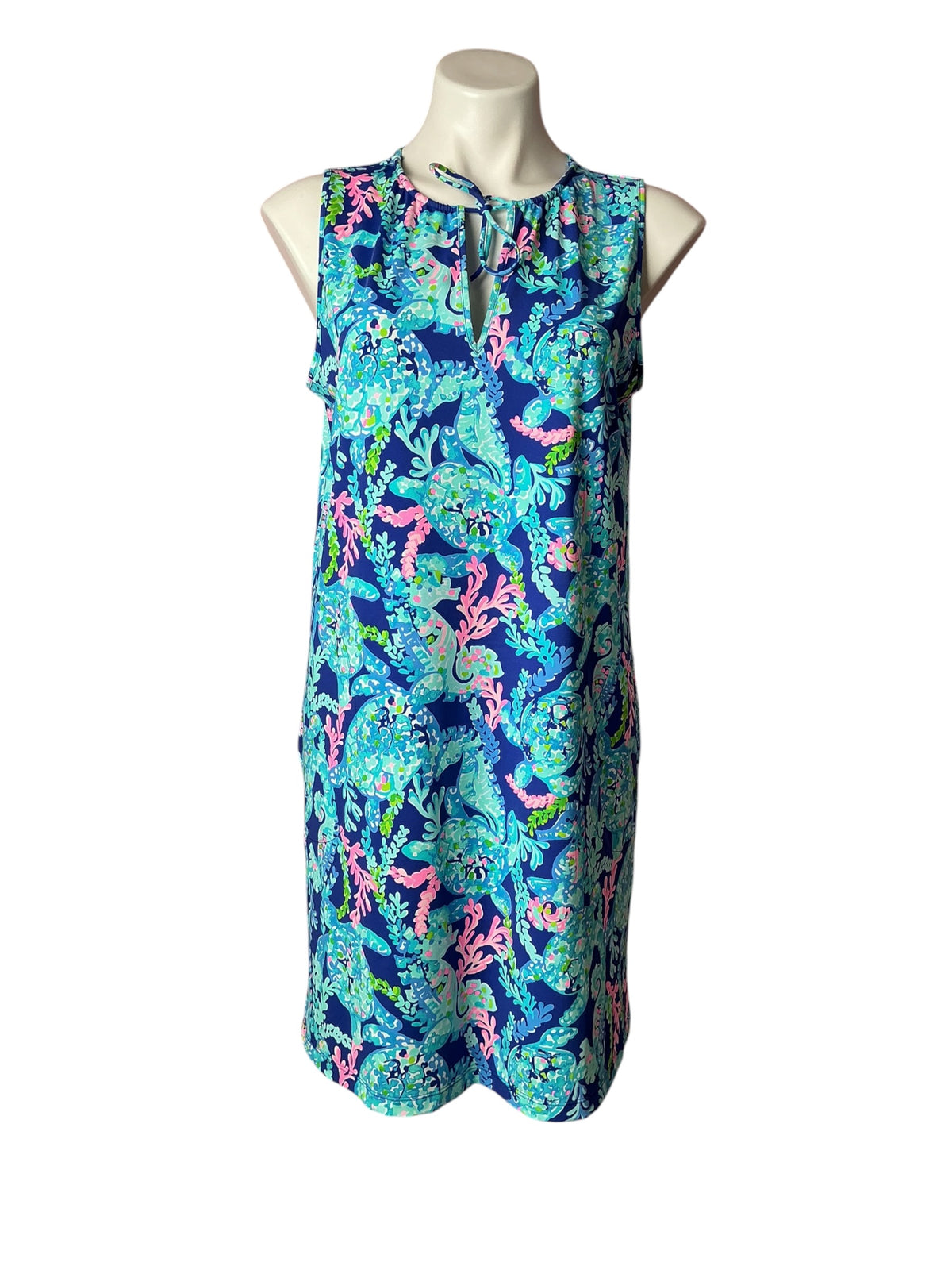 Lilly Pulitzer Johana Cover-Up Shift Dress Corsica Blue Turtle Villa - Size M