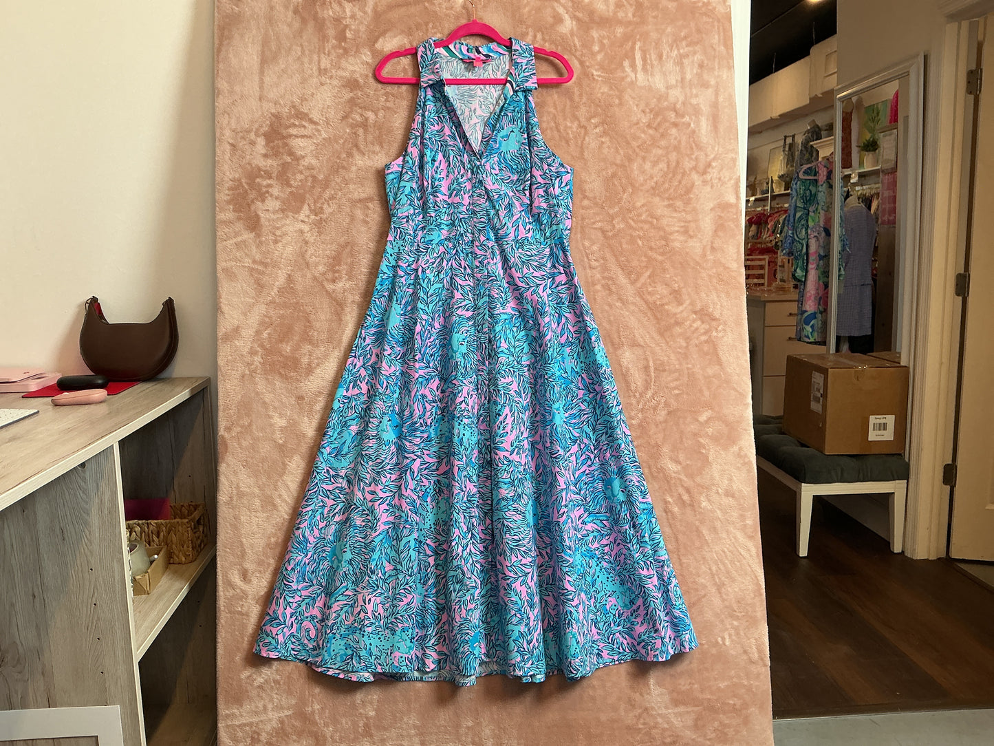 Lilly Pulitzer NWT Chrisella Stretch Shirtdress Bermuda Blue You Grow Girl Engineered - Size 16