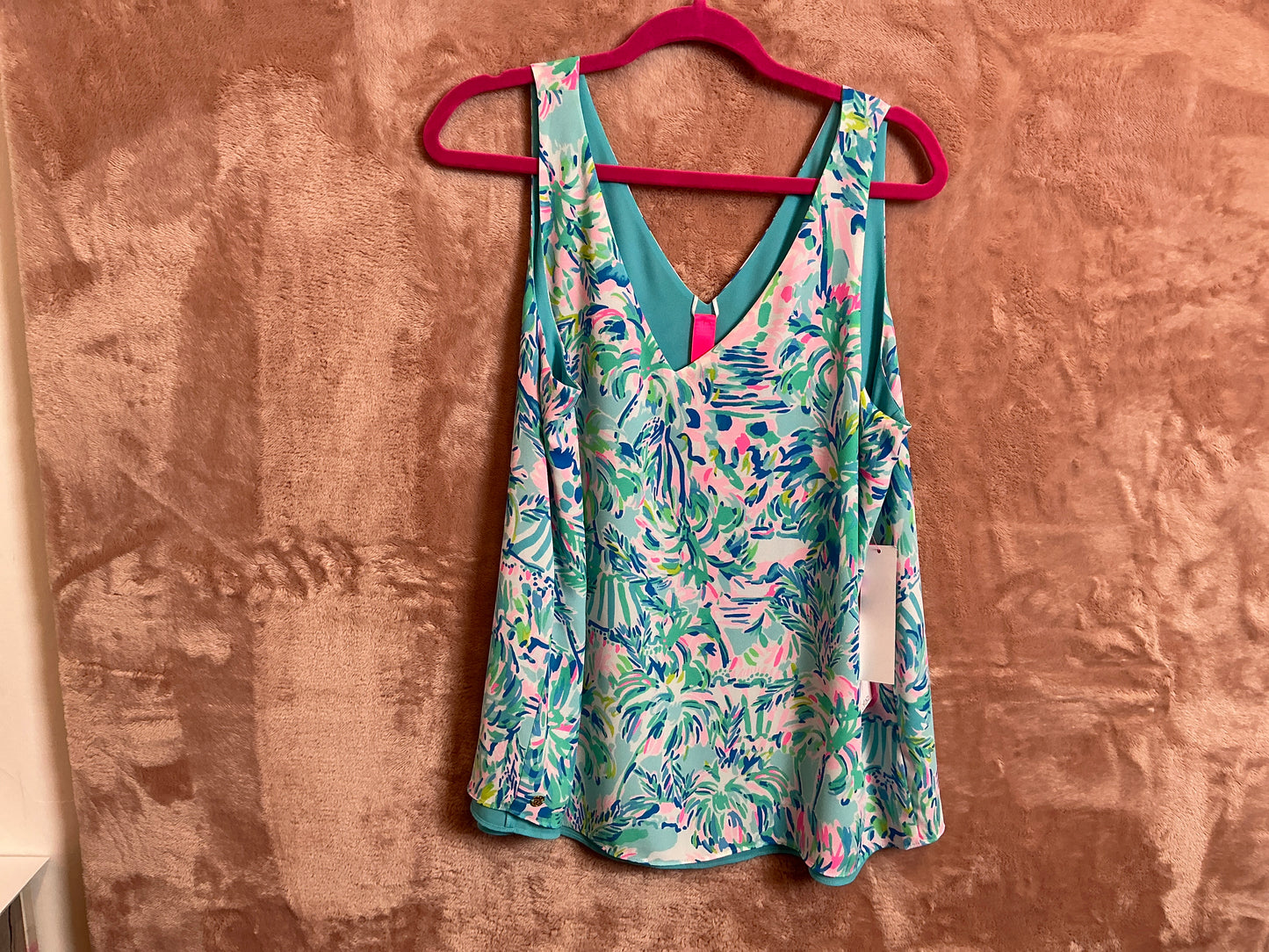 Lilly Pulitzer Top NWT - Florin Sleeveless V-Neck - Blue Ibiza - Cabana Cocktail - Size L