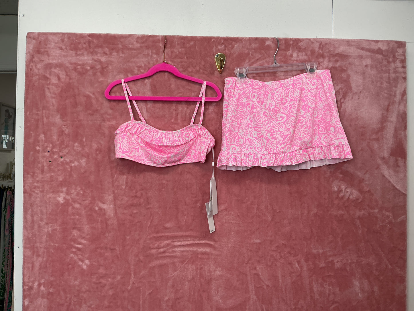 Lilly Pulitzer NWT Topher Bikini UPF+ Rousseau Pink Tidepool Treasures Swim - Size 14 Girls