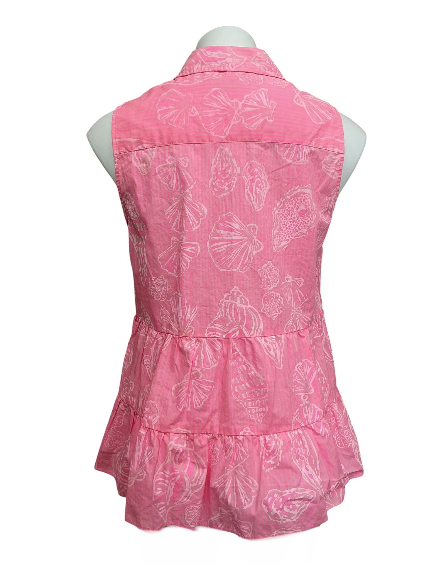 Lilly Pulitzer Breah Sleeveless Button Down Top Rousseau Pink Cool As Shell - Size 6