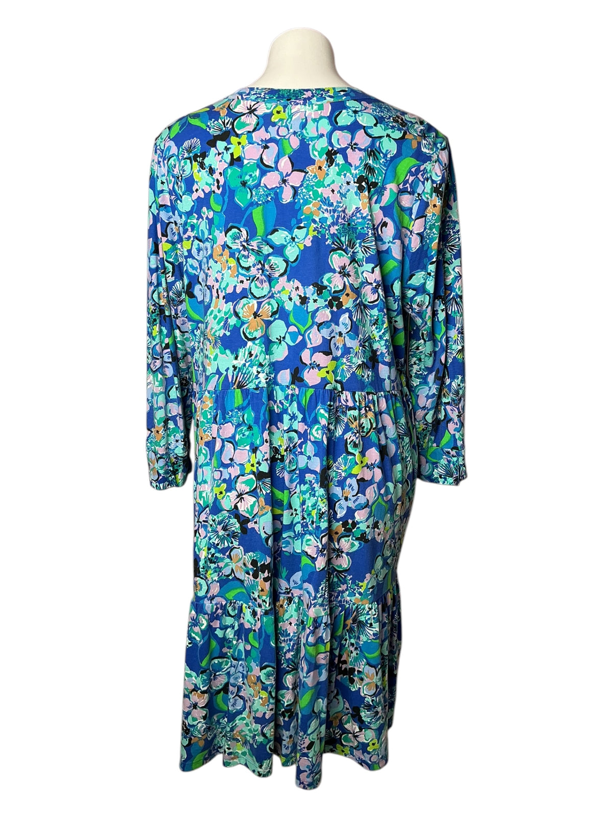 Lilly Pulitzer Alaina Tiered Swing Dress Blue Grotto Twilight Tropics - Size XXL