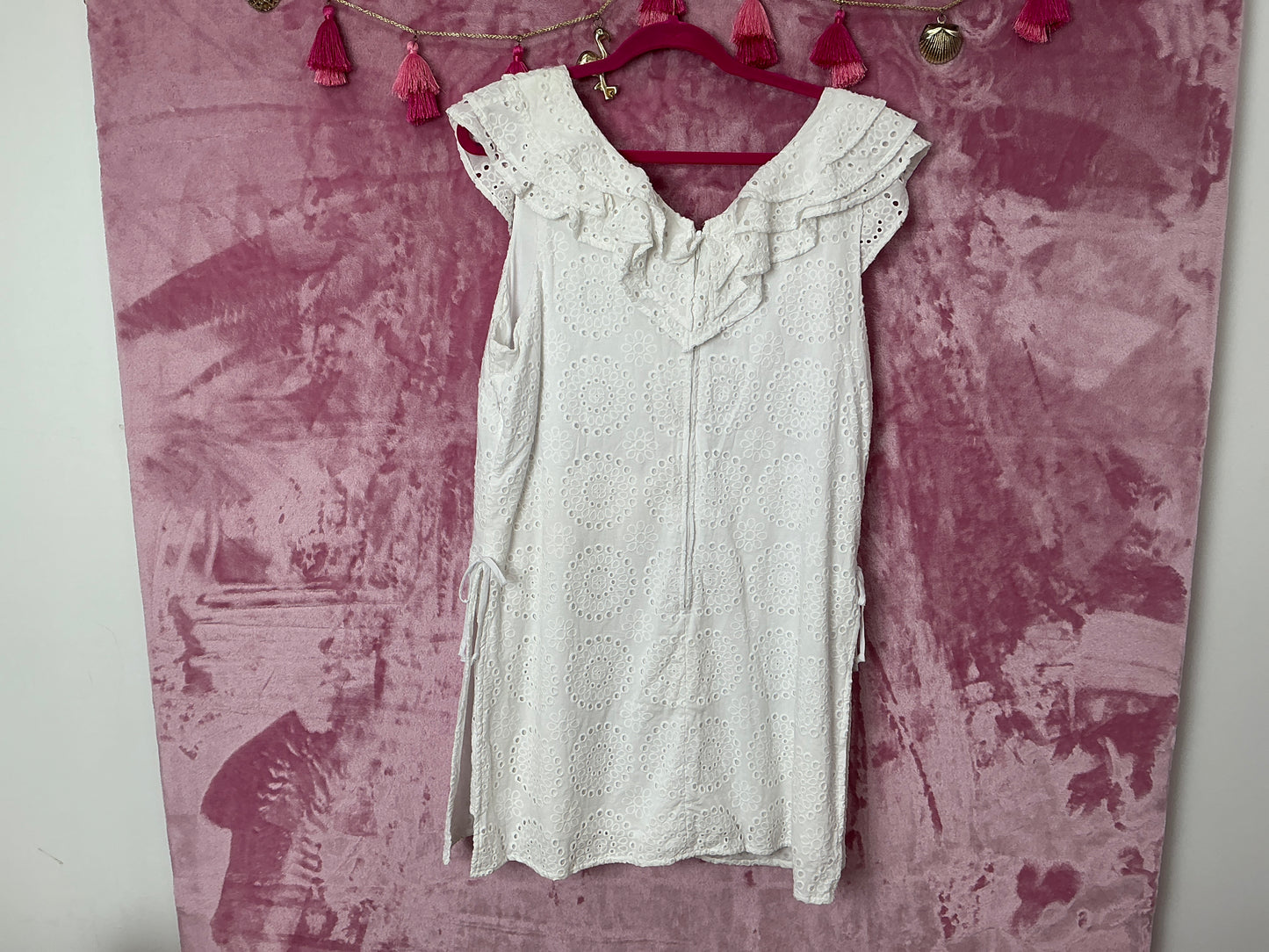 Lilly Pulitzer Emiline Romper - Resort White Circle Bloom Eyelet - Size 16
