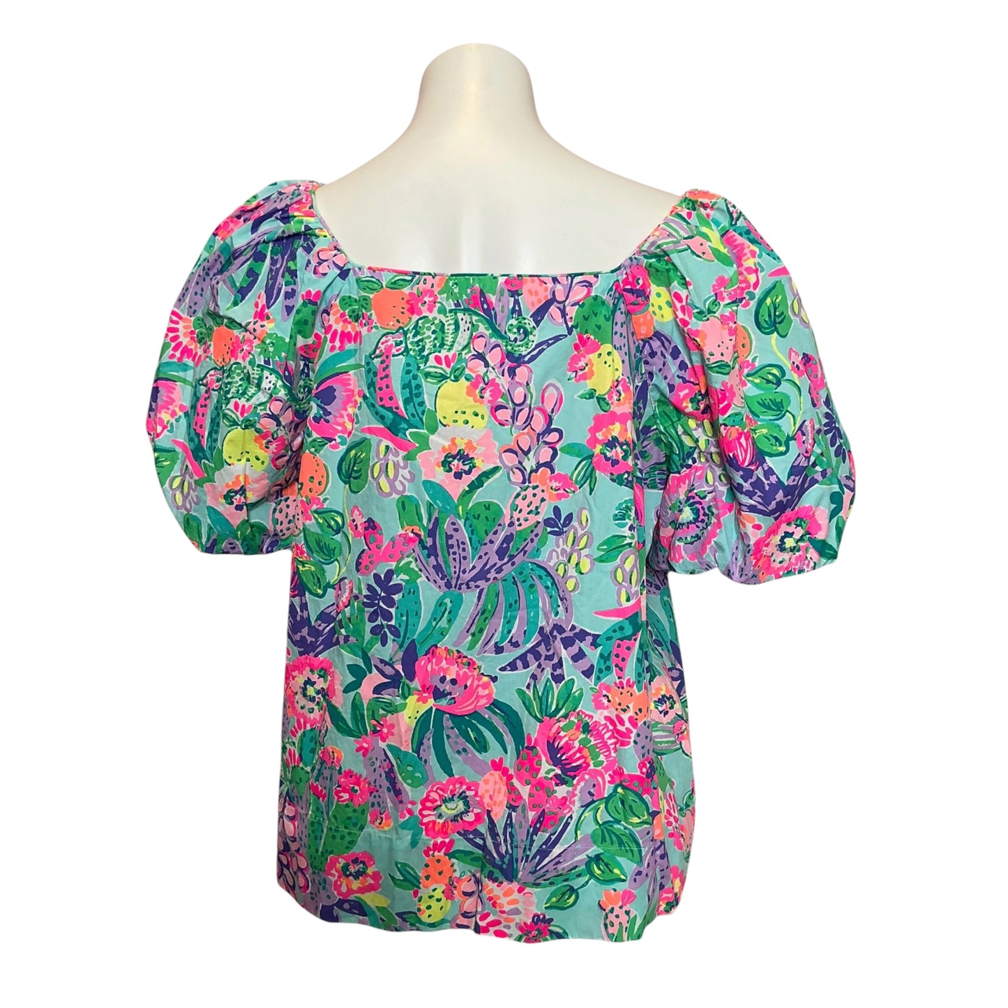 Lilly Pulitzer Lettie Short Sleeve Cotton Top Me And My Zesty - Size L