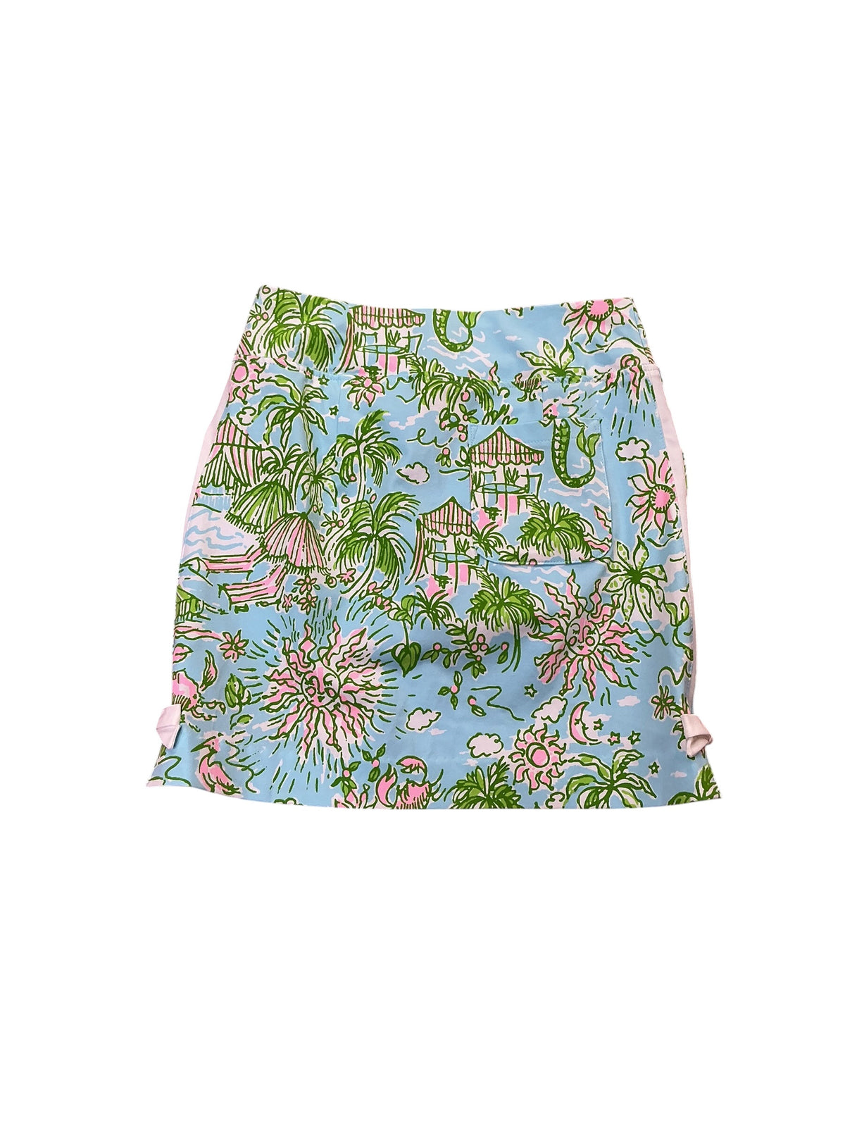 Lilly Pulitzer UPF 50+ Luxletic Monica Bow Skort Fresh Water Blue Sunbathers Bliss - Size 0