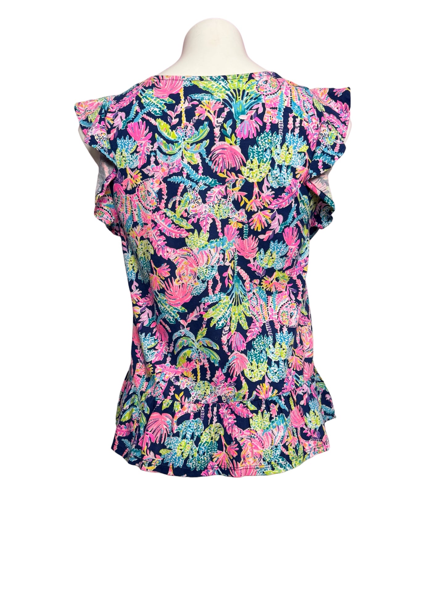 Lilly Pulitzer Lacie Peplum Blouse, Navy-Seen And Herd Size XS