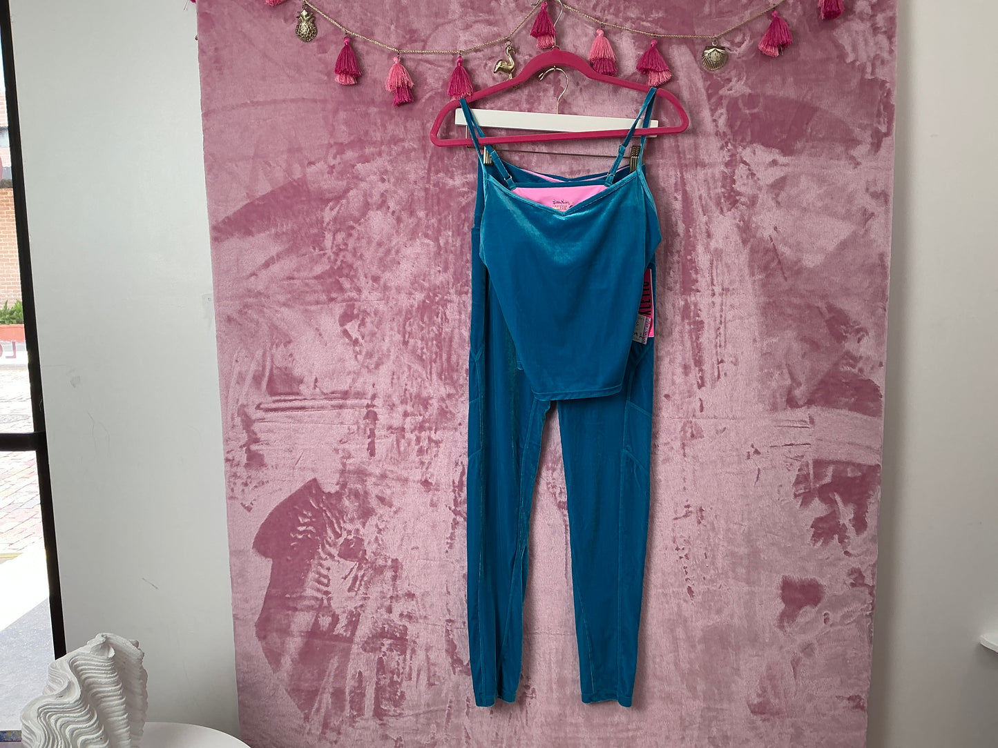 Lilly Pulitzer NWT Cassis Bra Tank UPF 50+ Teal Bay 2 PC - Size S