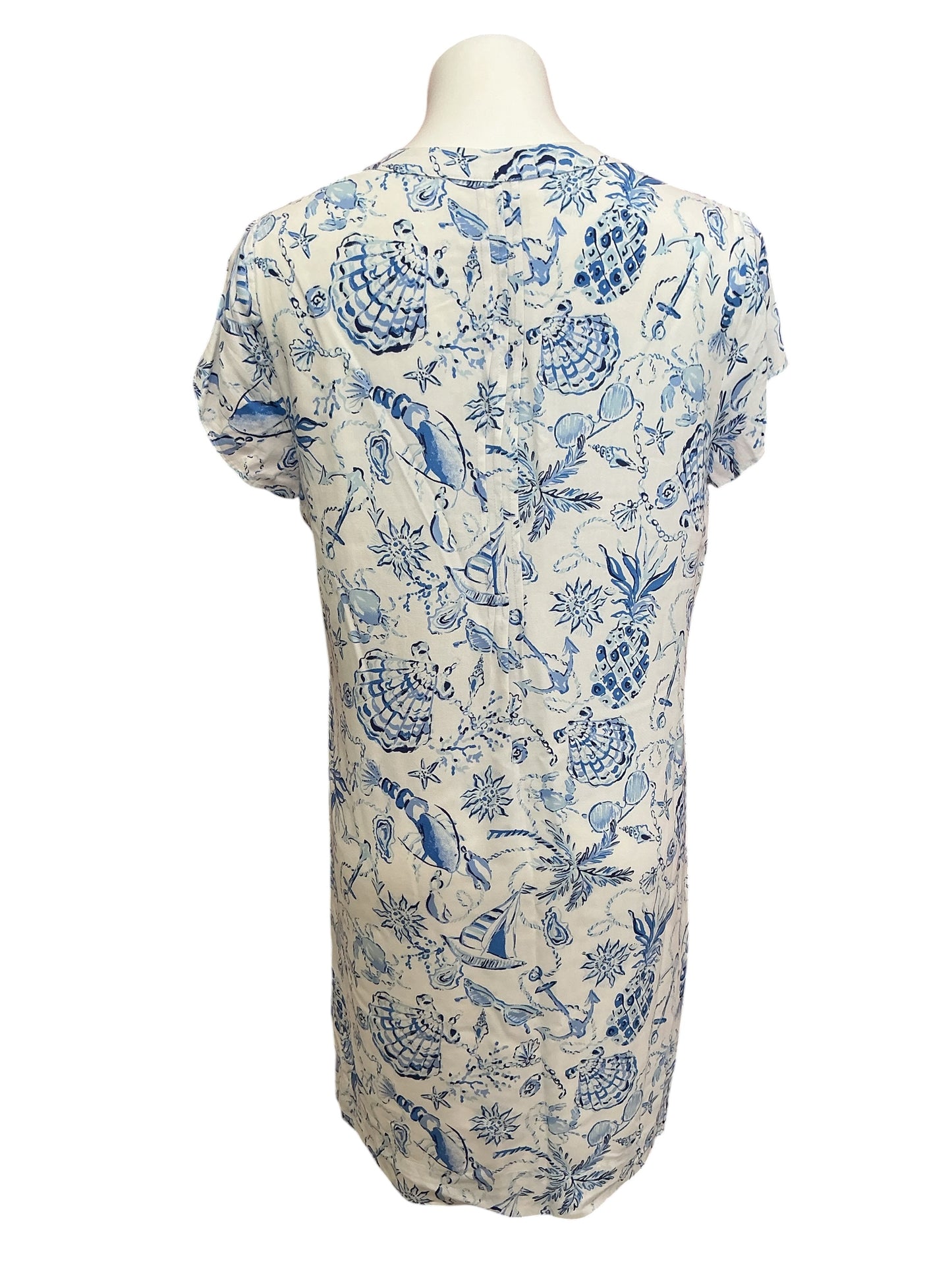 Lilly Pulitzer Pintuck Tunic Dress Resort White Barefoot Beachcombers - Size 8