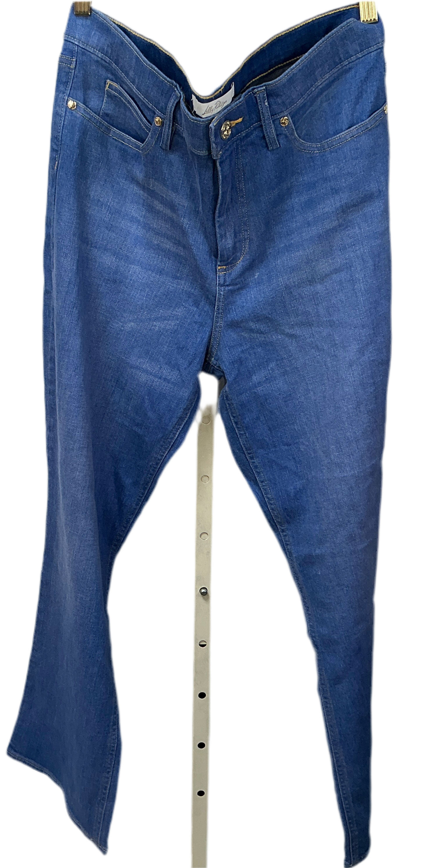 Lilly Pulitzer NWT Jeans Liza High Rise Crop Fl Style Caribbean Blue Wash - Size 12