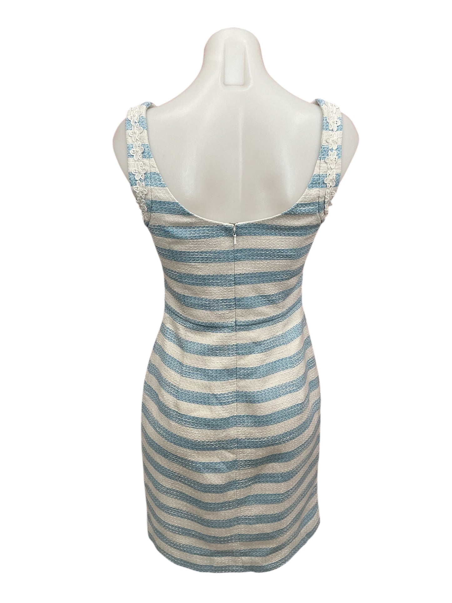 Lilly Pulitzer Nienie Sheath Dress Flutter Blue Lurex Boucle Stripe - Size 2