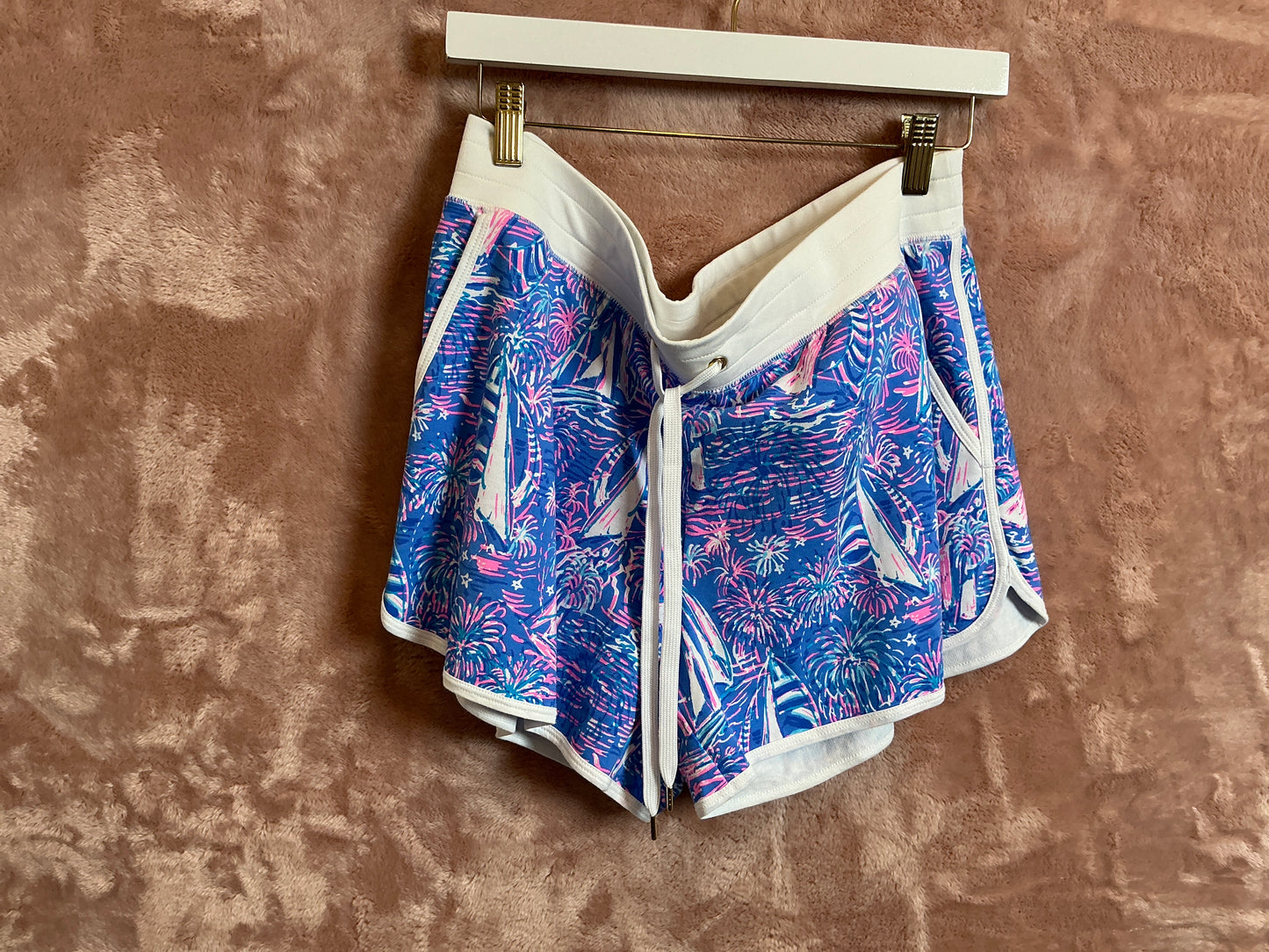 Lilly Pulitzer Short NWT - Trysta Knit Short - Boca Blue - It’s A Sailabration - Size L