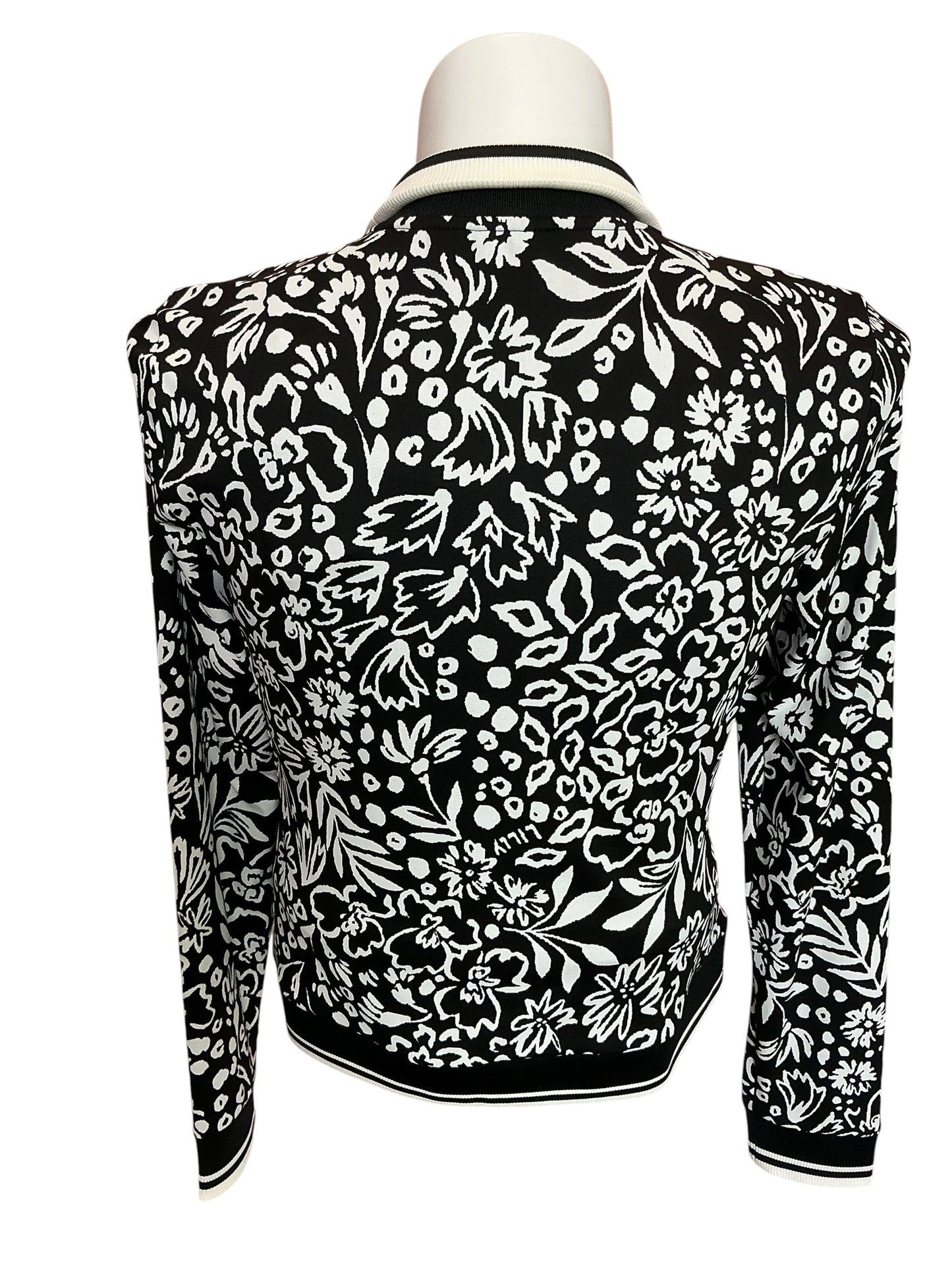 Lilly Pulitzer NWT Regate Jacket UPF 50+ Noir Purrfect Pounce Knit Jacquard - Size M
