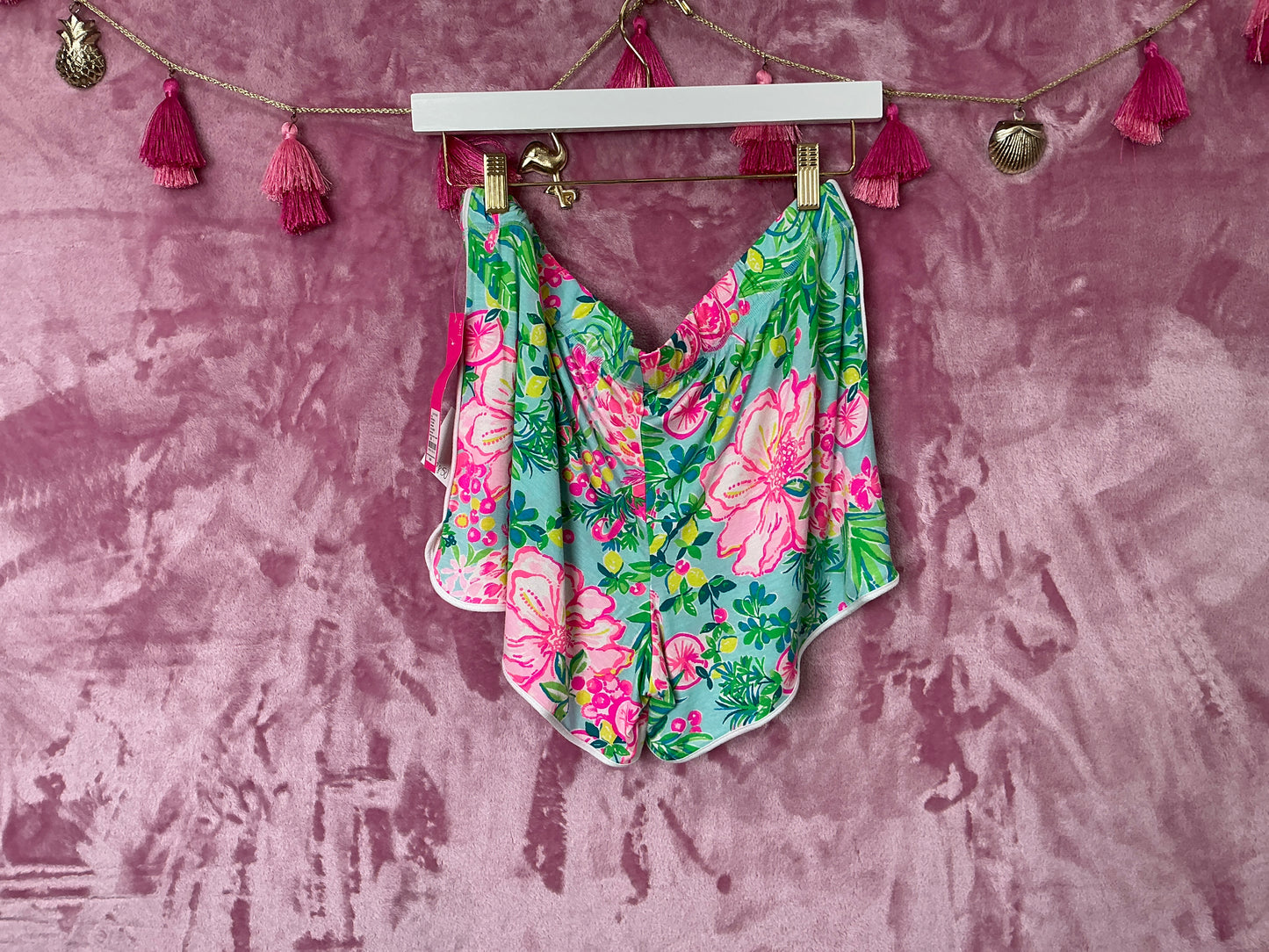 Lilly Pulitzer Short NWT - PJ Knit Short - Seasalt Blue - Seasalt Blue Fruity Flamingo - Size L