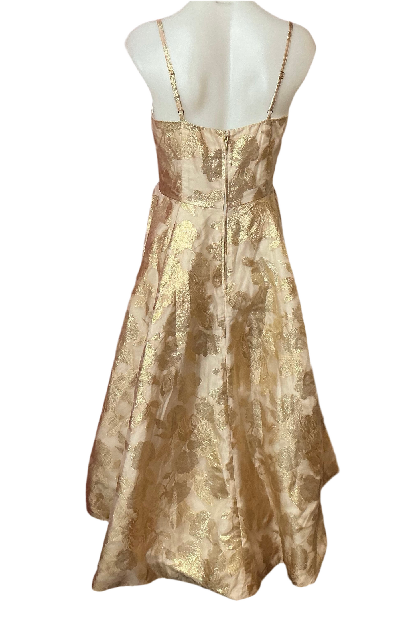 Lilly Pulitzer NWT - Alisal Ynn Floral Barcade High-Low Dress - Gold Organza Brocade - Size 2