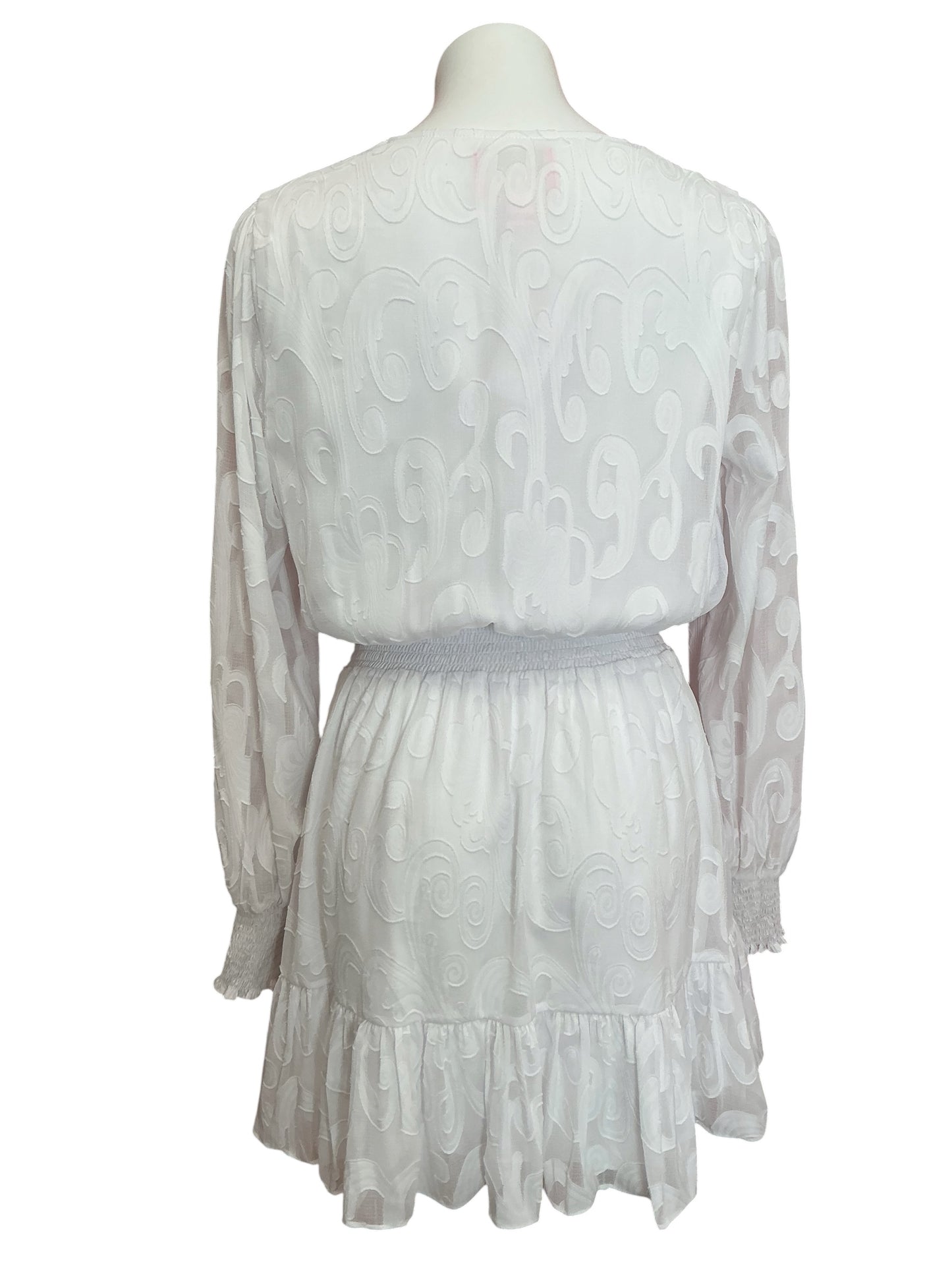 Lilly Pulitzer Cristiana Long Sleeve Dress Resort White Poly Crepe Swirl Clip - Size 10