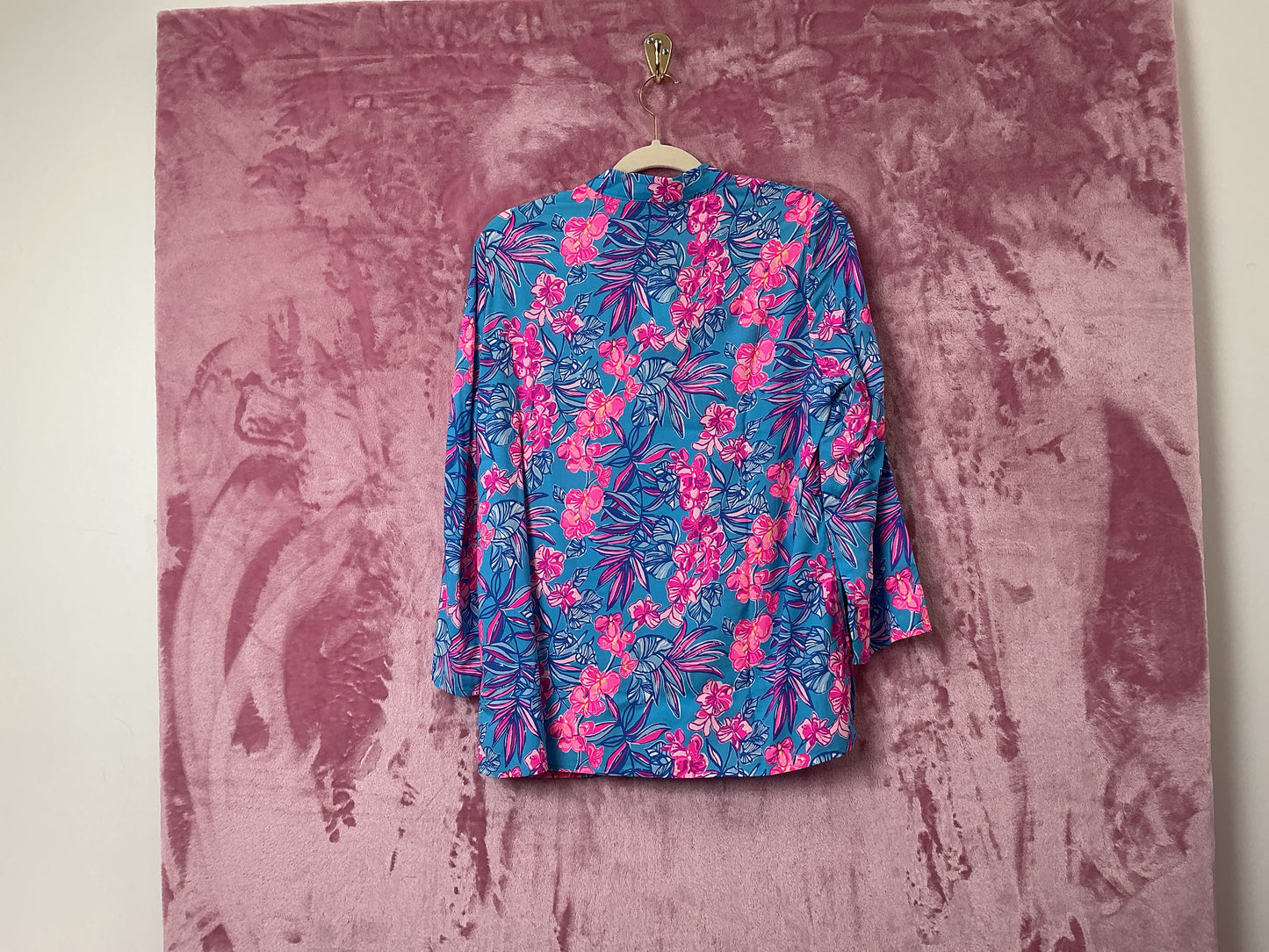 Lilly Pulitzer NWT Luna Bay Tunic Top Cumulus Blue Orchid Oasis - Size S