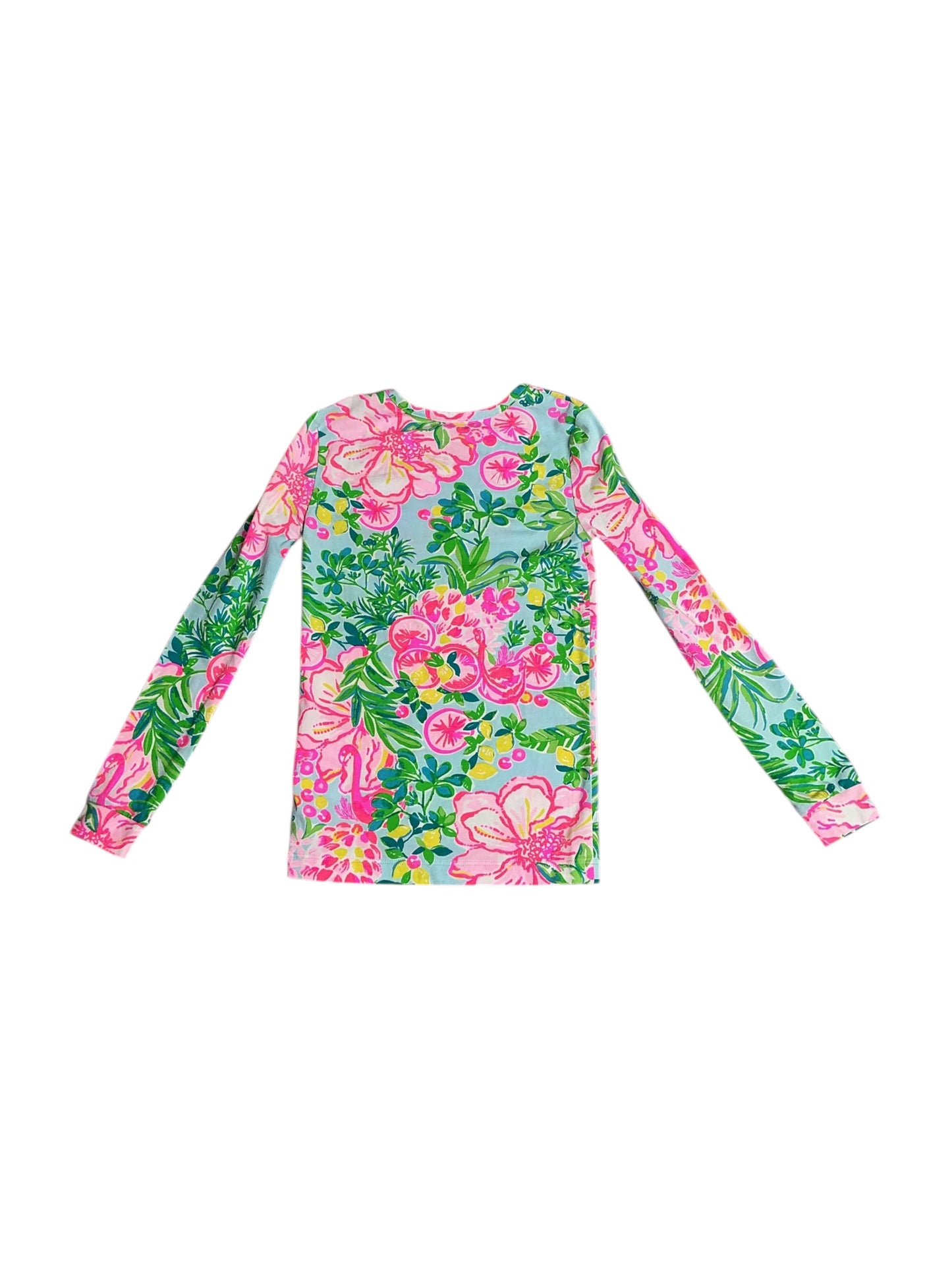 Lilly Pulitzer- Kids Sammy Pajama Set Seasalt Blue Fruity Flamingo Size 6 Girls