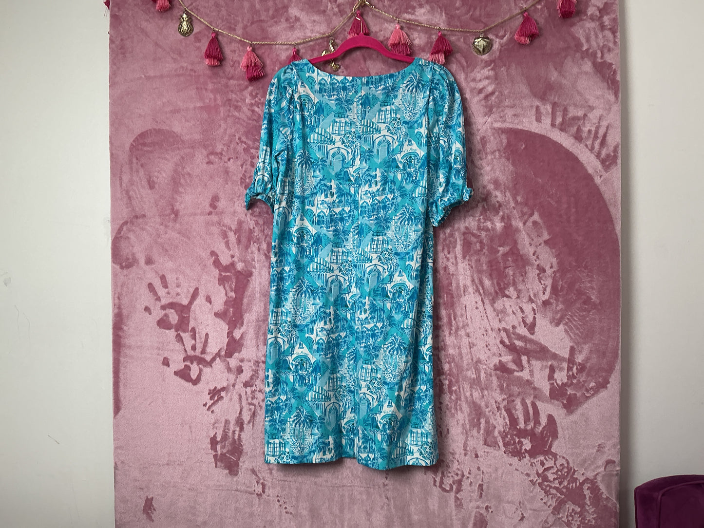 Lilly Pulitzer NWT Easley Short Sleeve Dr Amalfi Blue Sunny State Of Mind - Size M