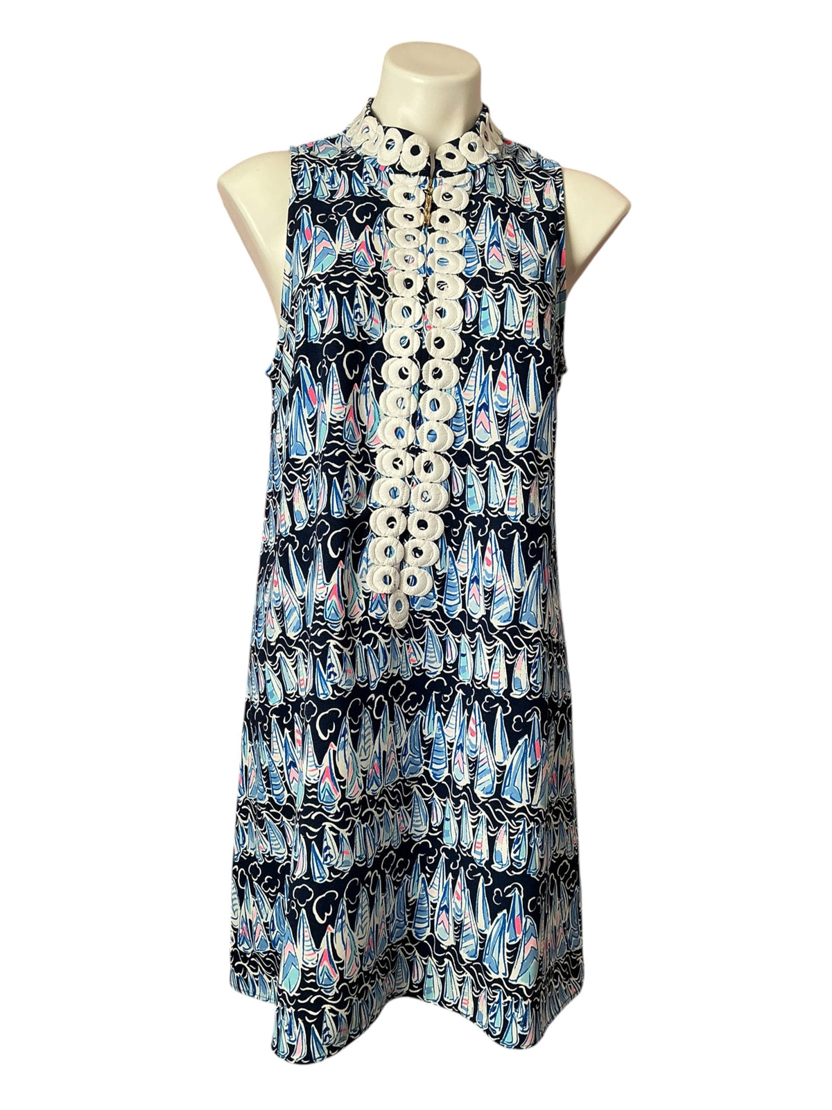 Lilly Pulitzer Jane Shift Dress Low Tide Navy Sails and Stripes - Size 8
