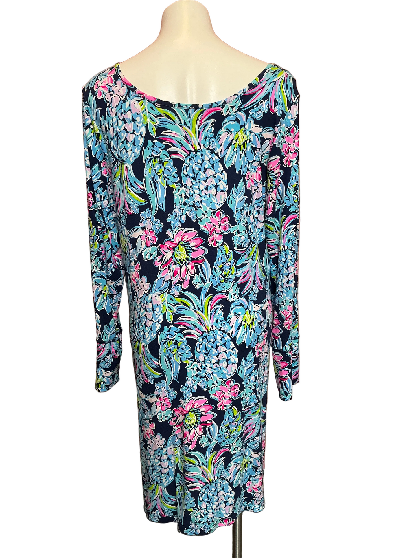 Lilly Pulitzer Kaisley Dual Neck Dress High Tide Navy Pineapple Paradise - Size XXL