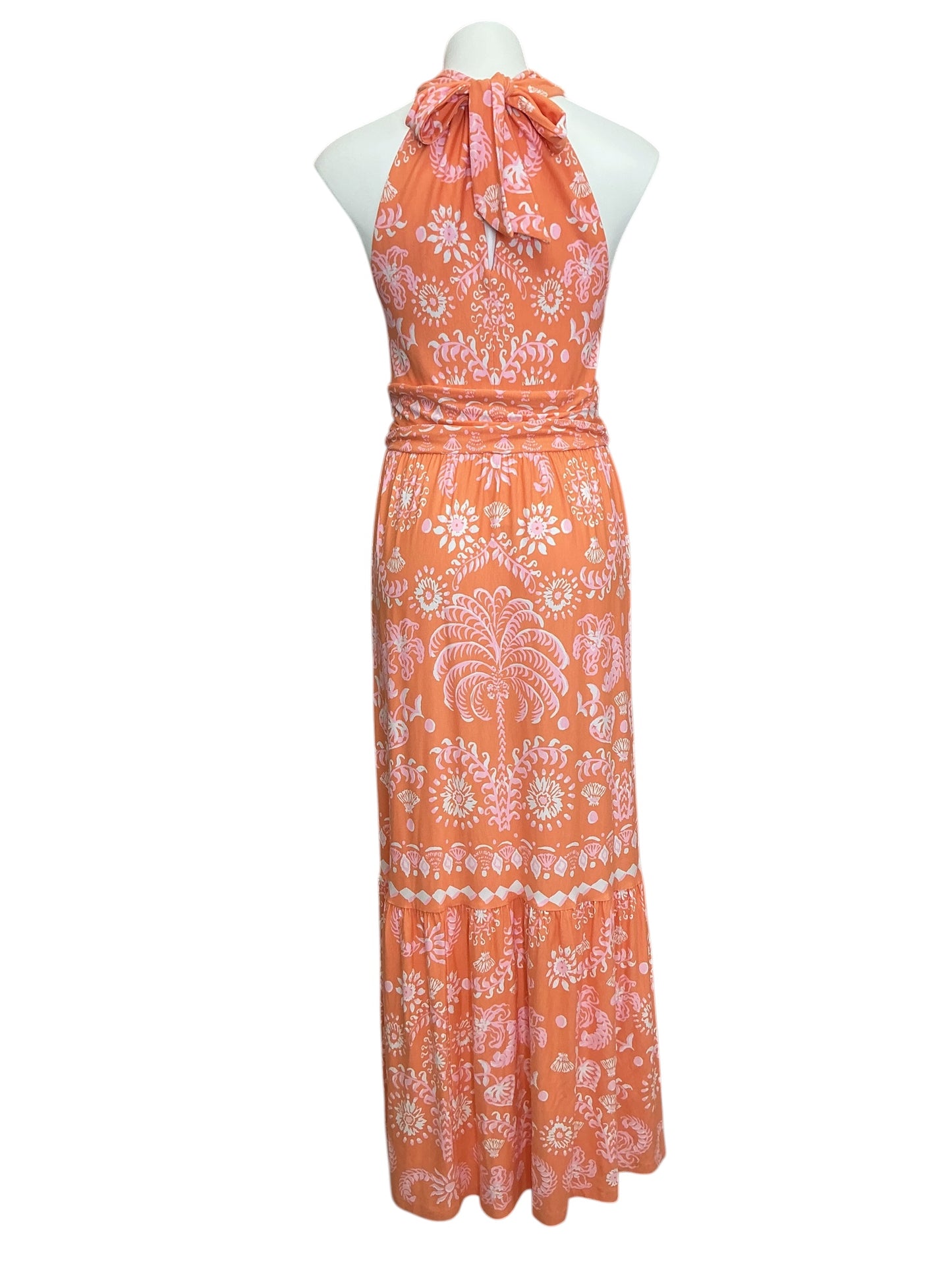 Lilly Pulitzer NWT Montecito Halter Maxi Papaya Breezy Palm Engineered - Size M