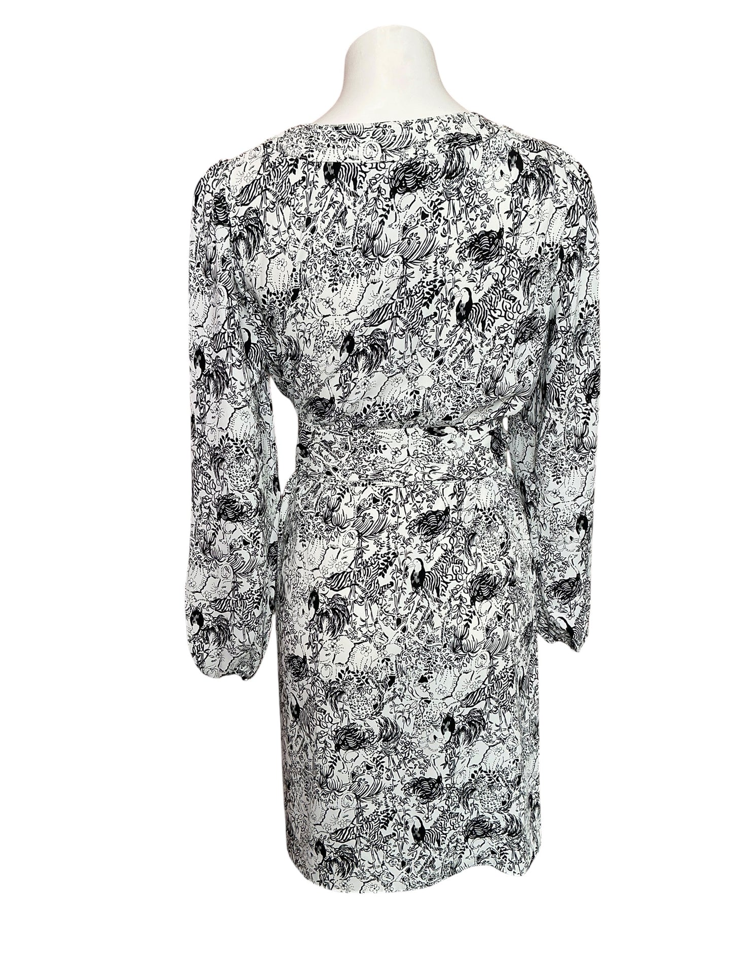 Lilly Pulitzer Olivine Long Sleeve A-Line Dress Onyx Animal Magnetism - Size 12