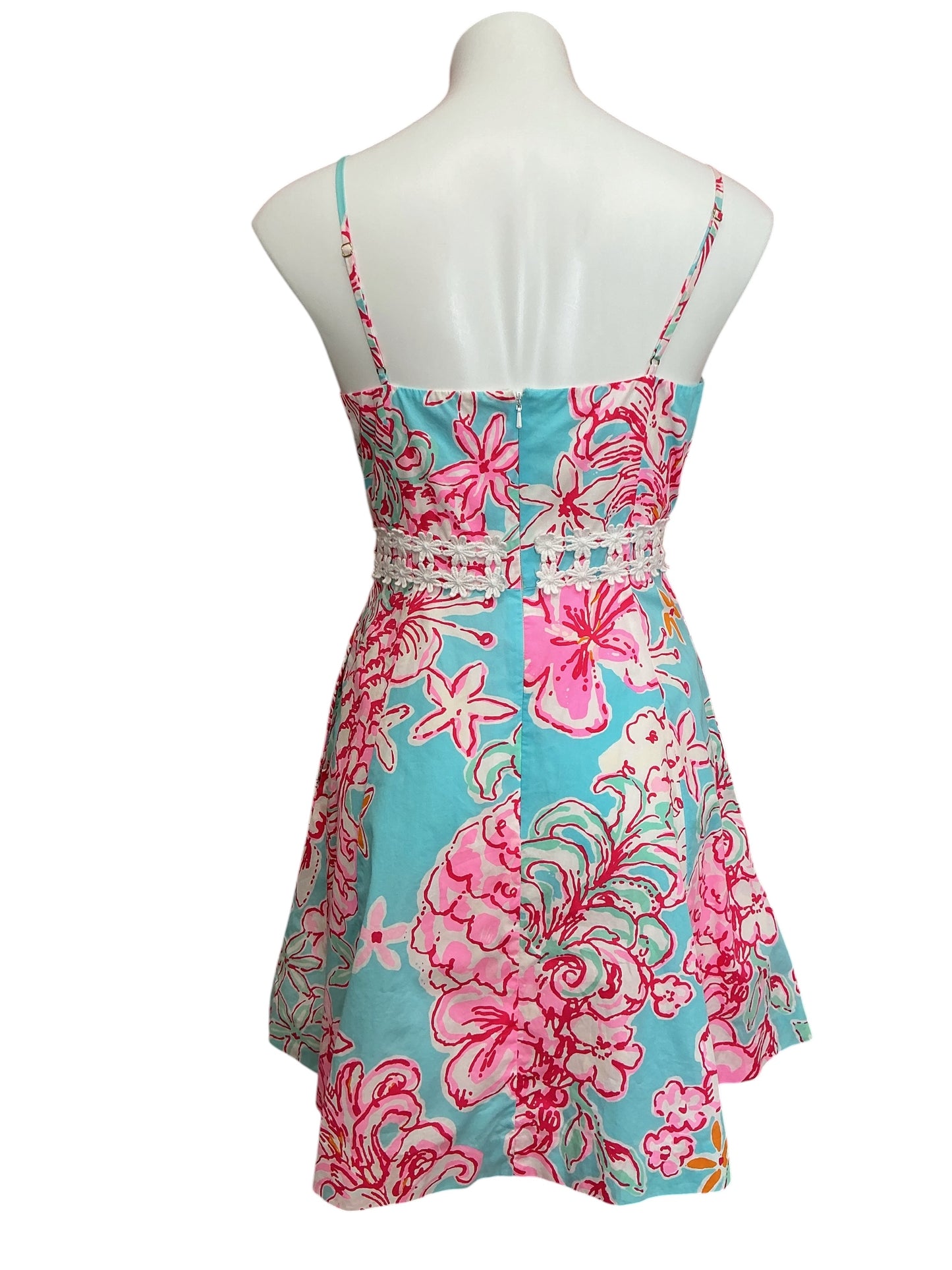 Lilly Pulitzer Lenore Lace Cutout Dress Breakwater Blue Sunglow - Size 6