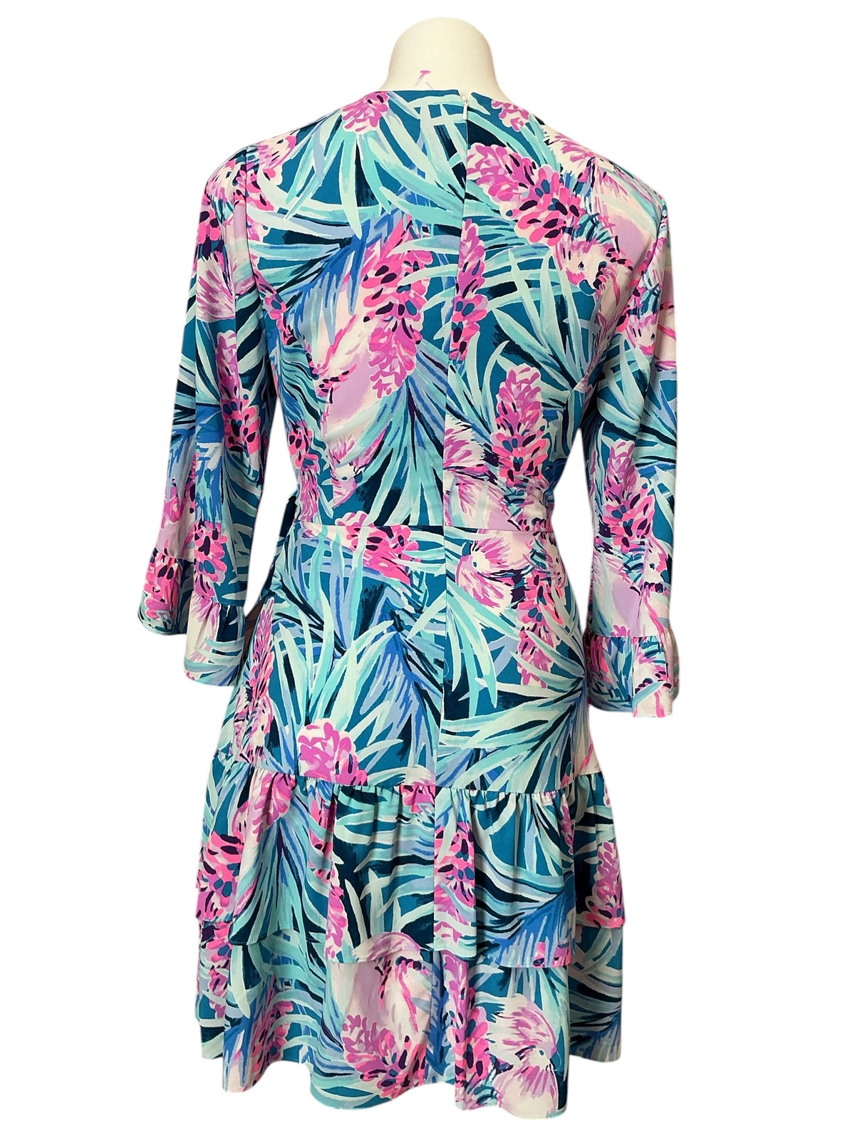 Lilly Pulitzer Laeda Stretch Dress Peacock Blue Tweethearts - Size M