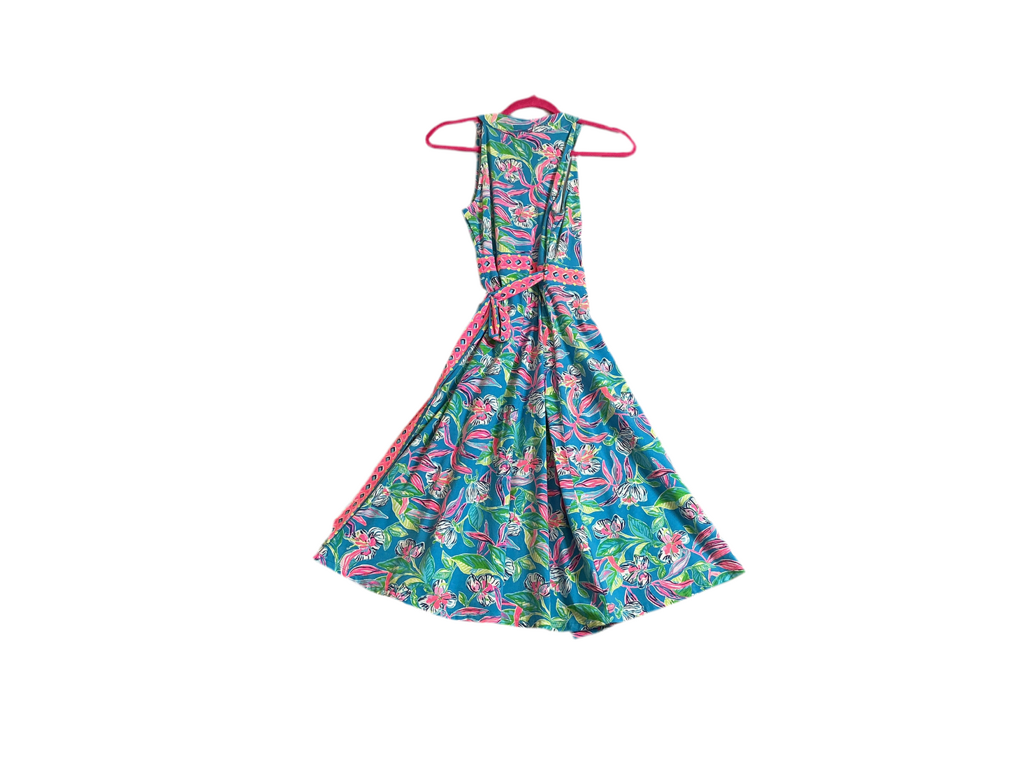 Lilly Pulitzer Clancie Wrap Dress in the Formentera Turquoise Keep on Beleafing print - Size xs