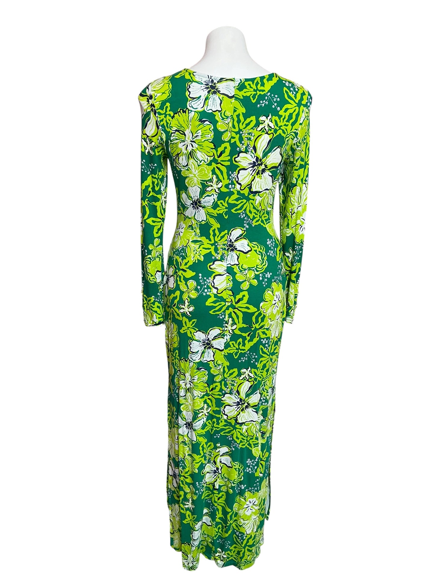 Lilly Pulitzer NWT Alessani Maxi Dress Fiddle Leaf Green Once And Floral - Size S