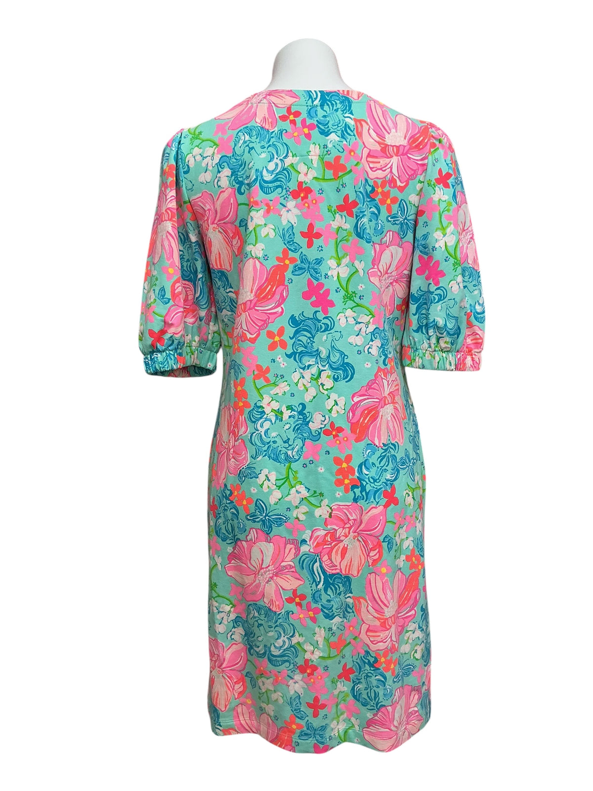 Lilly Pulitzer Cayce Short Sleeve Dress Surf Blue Luscious Lions - Size M