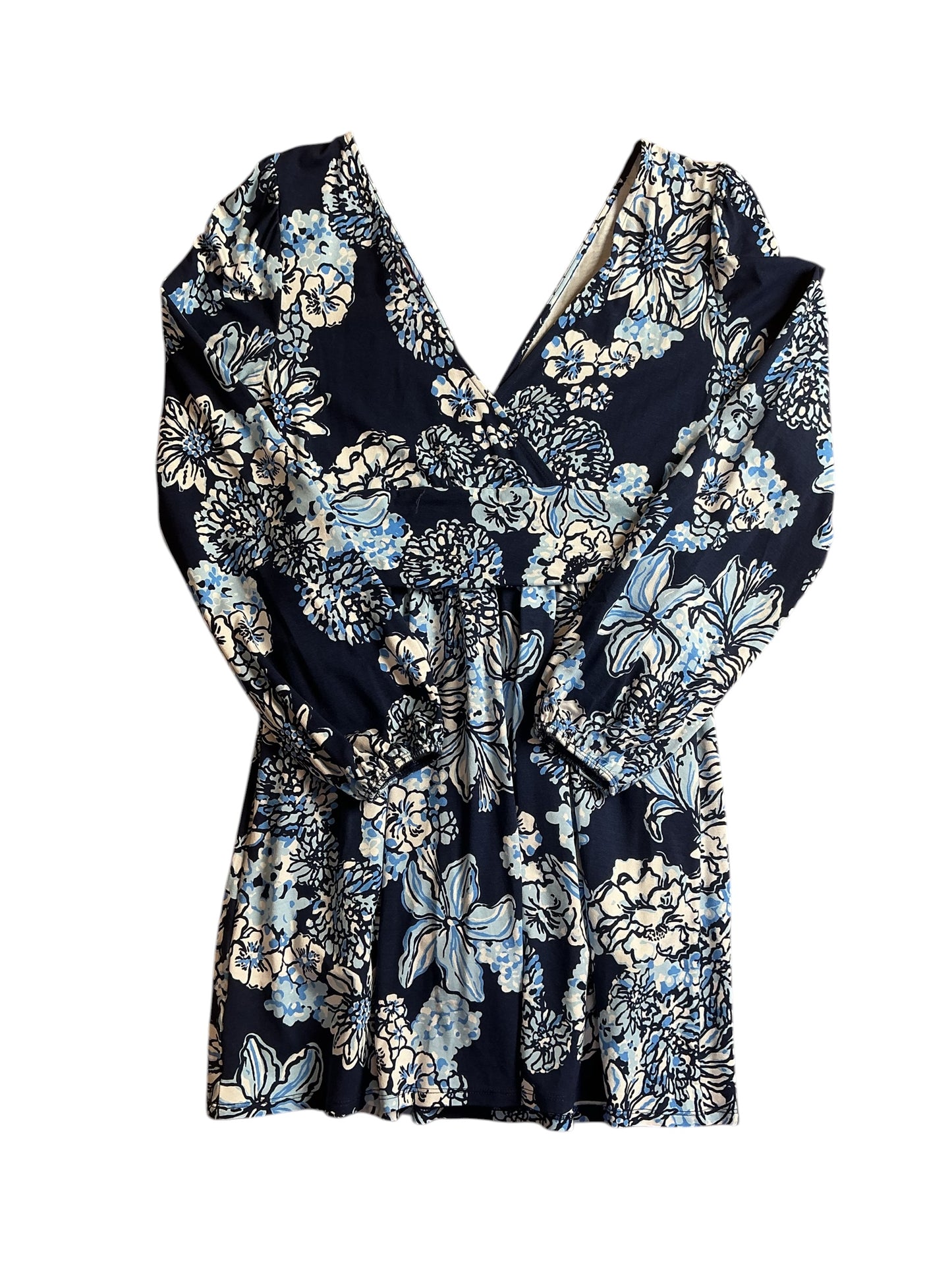 Lilly Pulitzer Long Sleeved Romper - Low Tide Navy Bouquet All Day - Size S