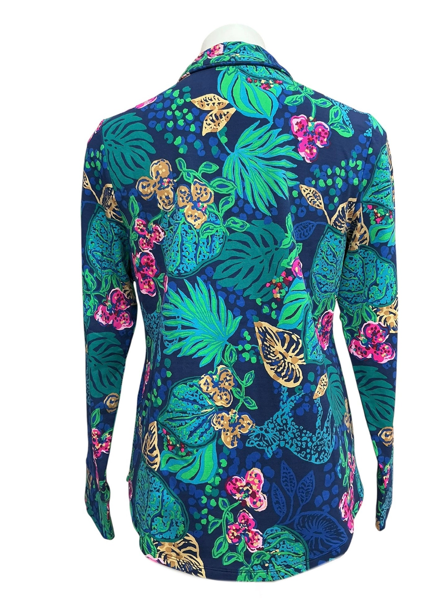 Lilly Pulitzer Leona UPF 50+ Zip Up Jcket Low Tide Navy Life Of The Party - Size M