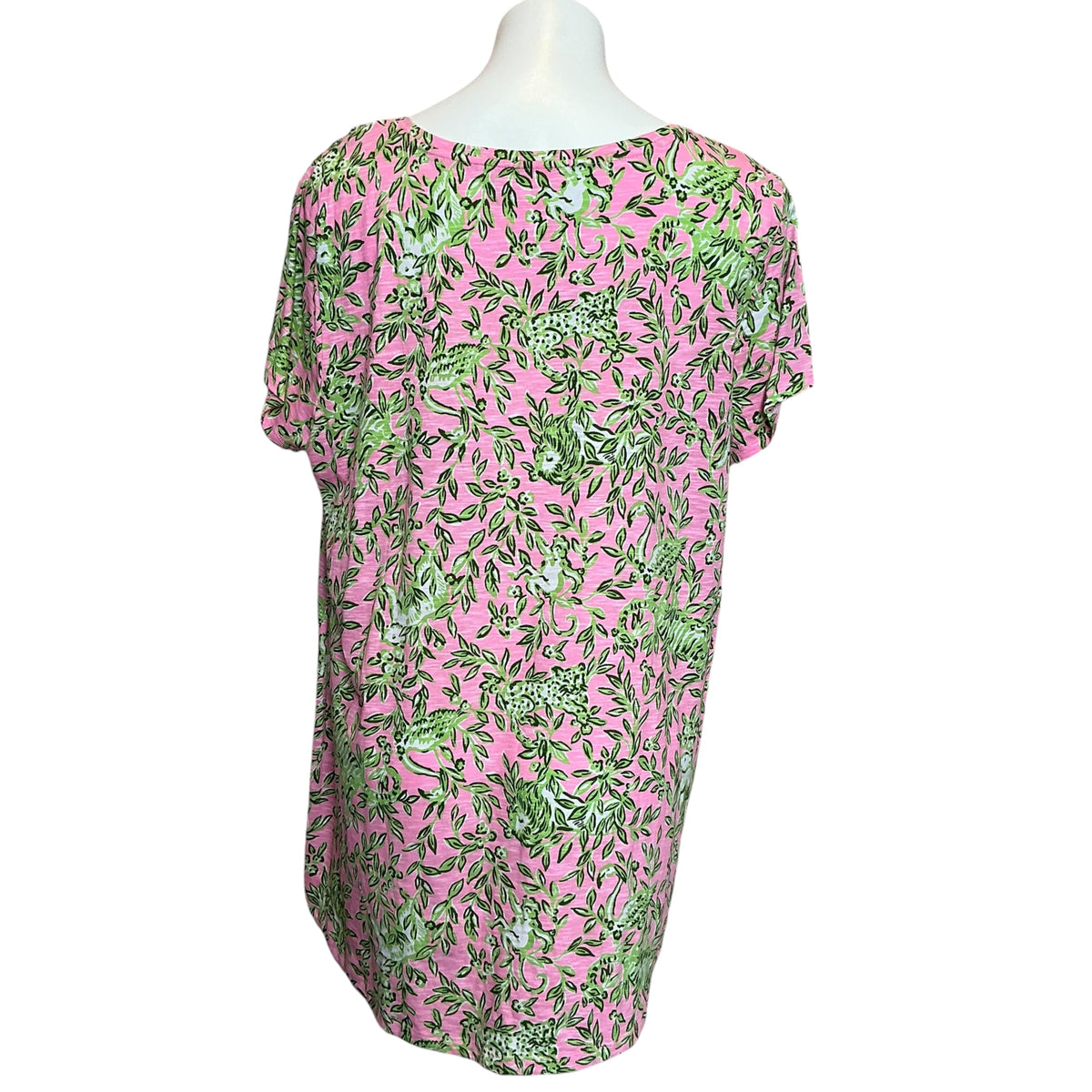 Lilly Pulitzer Etta Scoop Neck Tee Rousseau Pink Mane Character Energy - Size XXL