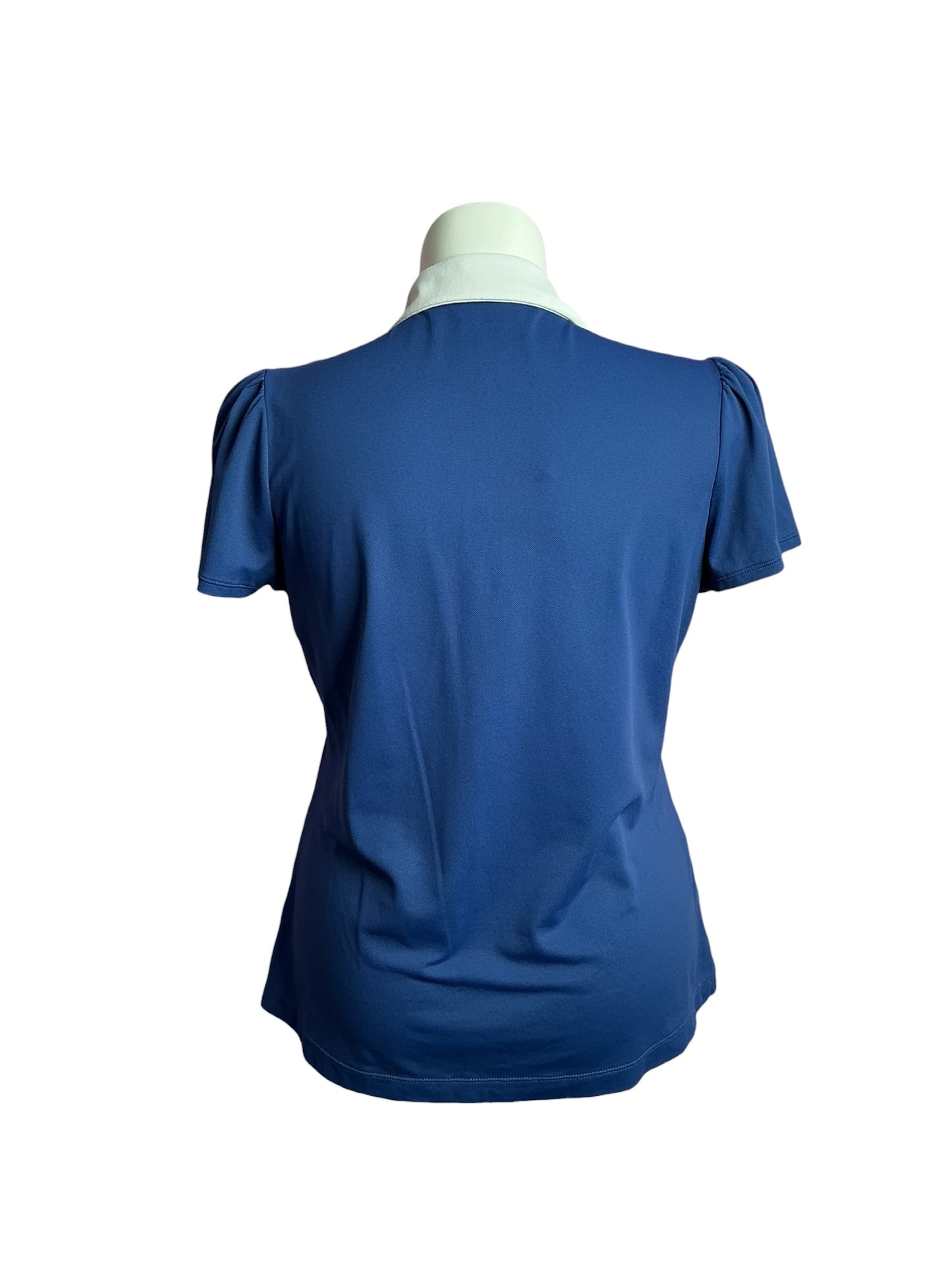 Lilly Pulitzer- Luxletic Frida Puff Sleeve Polo Top Oyster Bay Navy Size XL