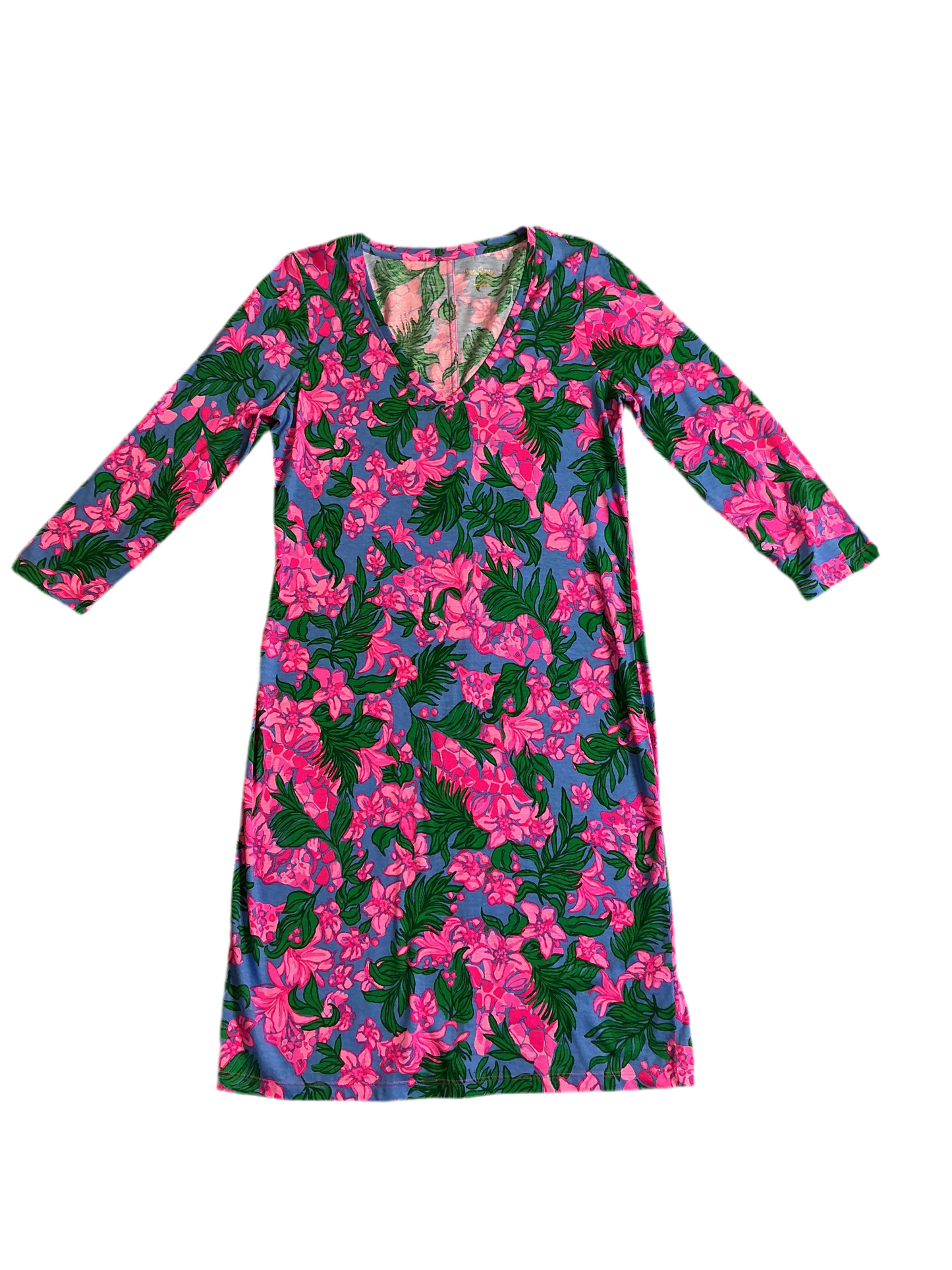 Lilly Pulitzer NWT Tessa 3/4 Sleeve V Neck Cerise Pink Safari Sunset - Size S