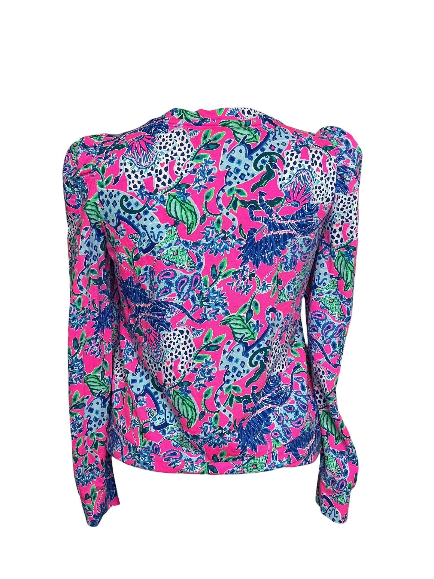 Lilly Pulitzer Jansen Sweatshirt - Plumeria Pink Untamed Hearts - Size L