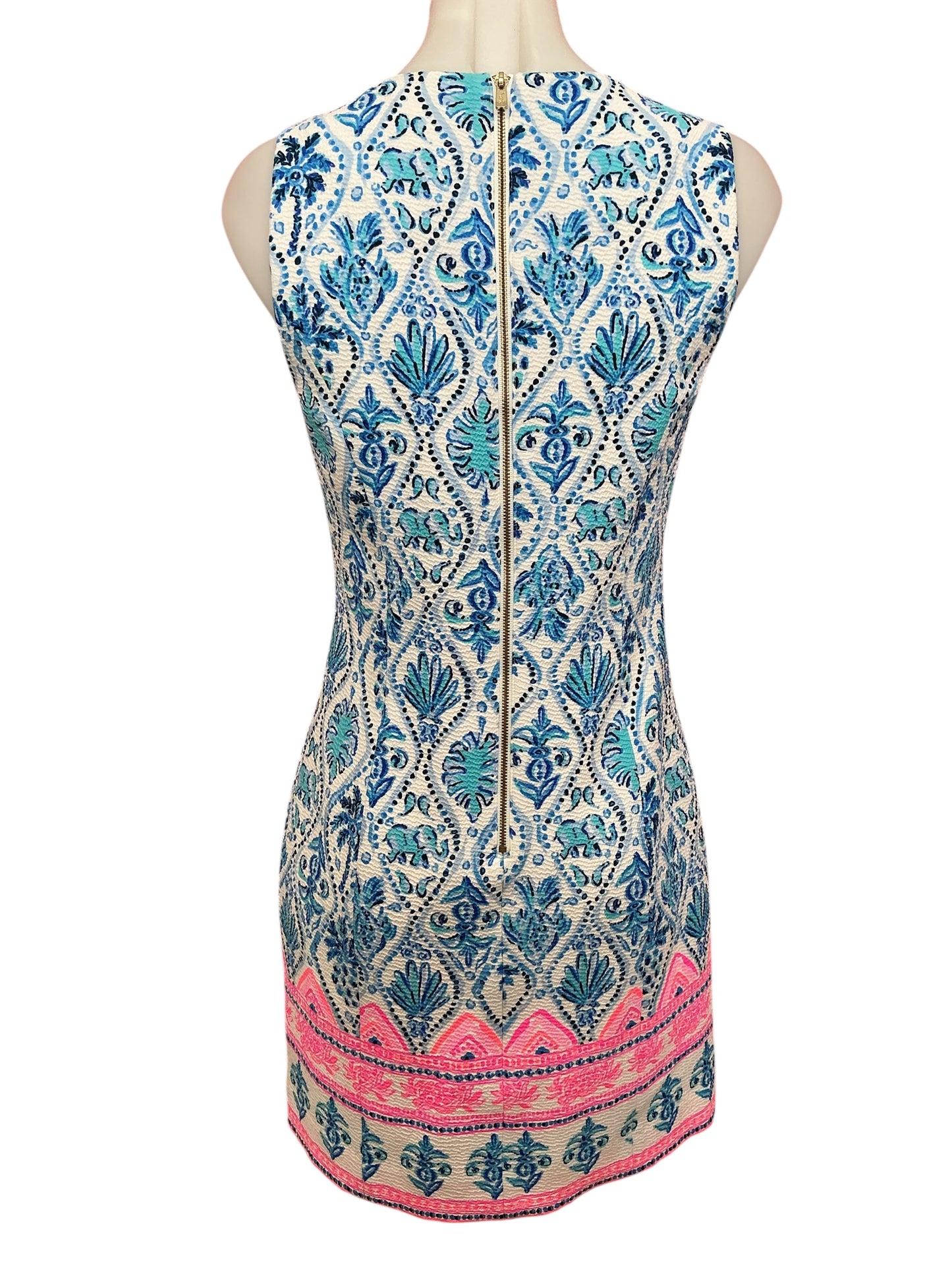 Lilly Pulitzer Mila Stretch Shift Dress Resort White Isle Of Tile Engineered - Size 0