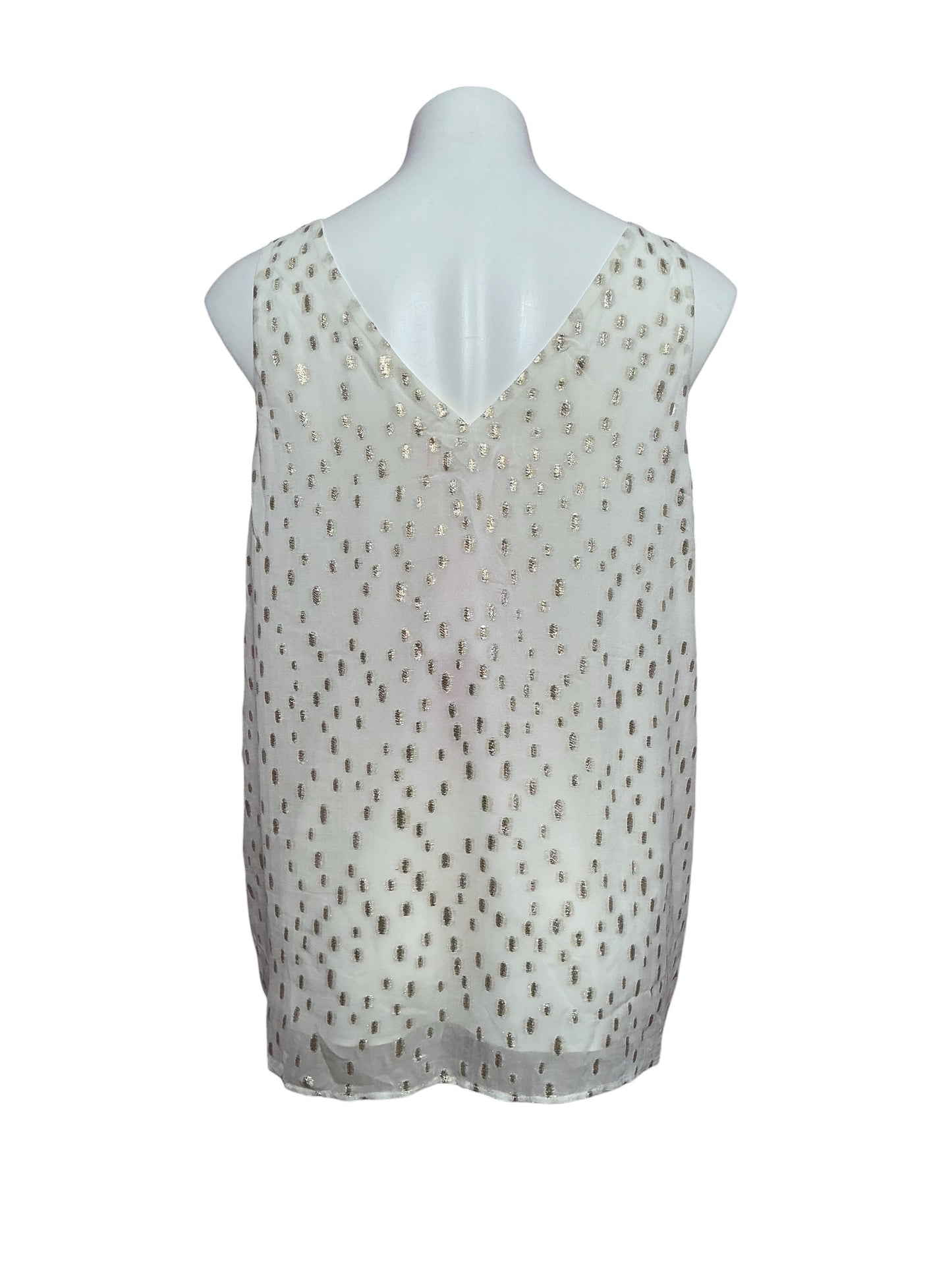 Lilly Pulitzer NWT Florin Straight Hem Top, Coconut- Viscose Metallic Clip Size L