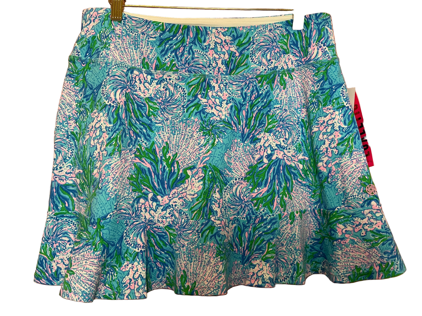 Lilly Pulitzer NWT - Zadora High Rise Skort - Las Olas Aqua - Strong Current Sea - Size Large
