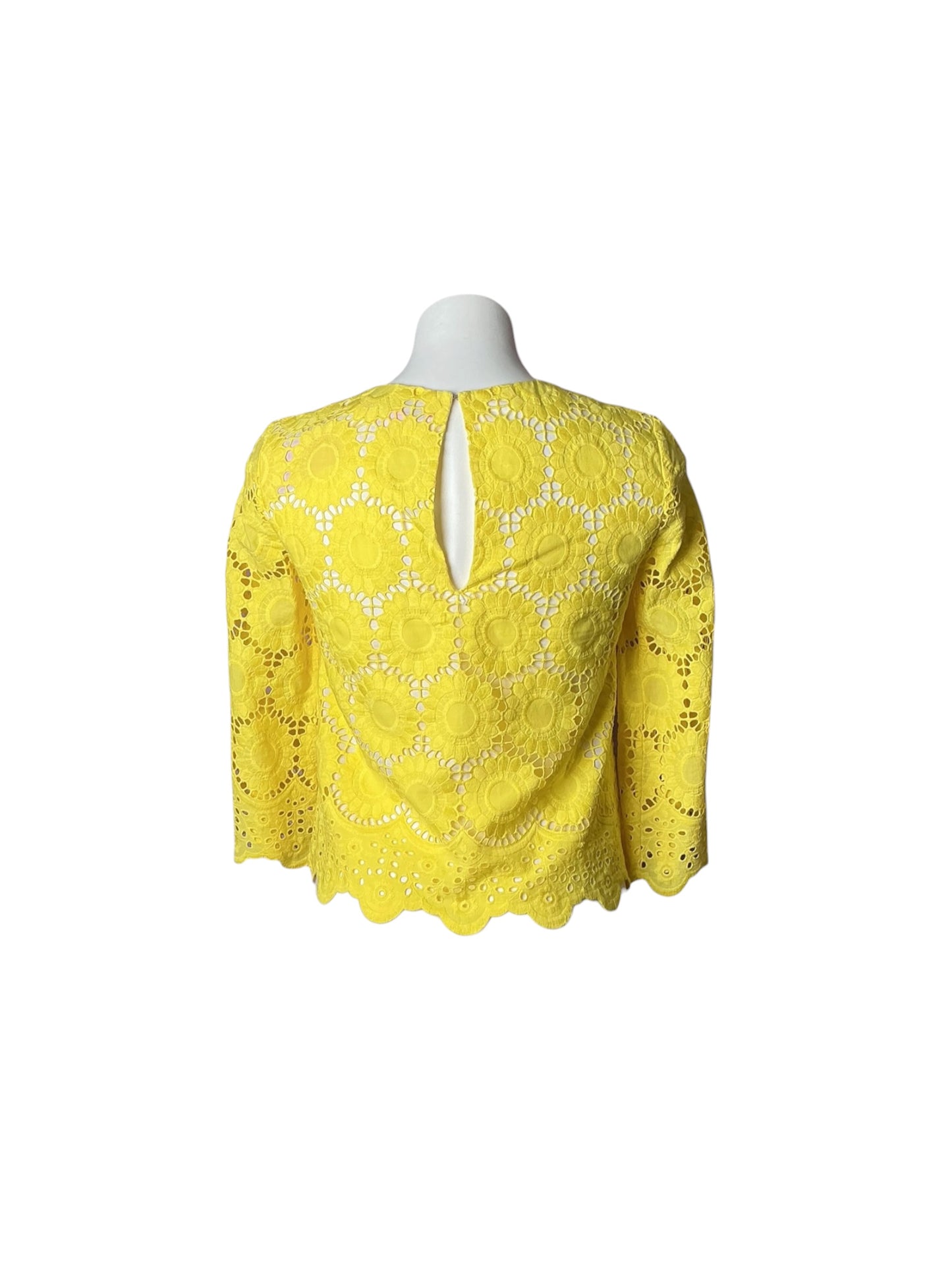 Lilly Pulitzer Mariella Top Lillys Lemon Floral Scallop Eyelet - Size XXS
