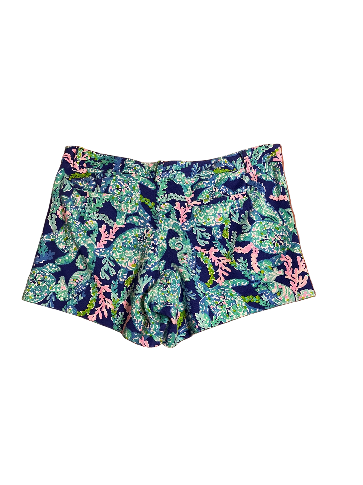 Lilly Pulitzer Callahan Knit Shorts Corsica Blue Turtle Villa - Size 14