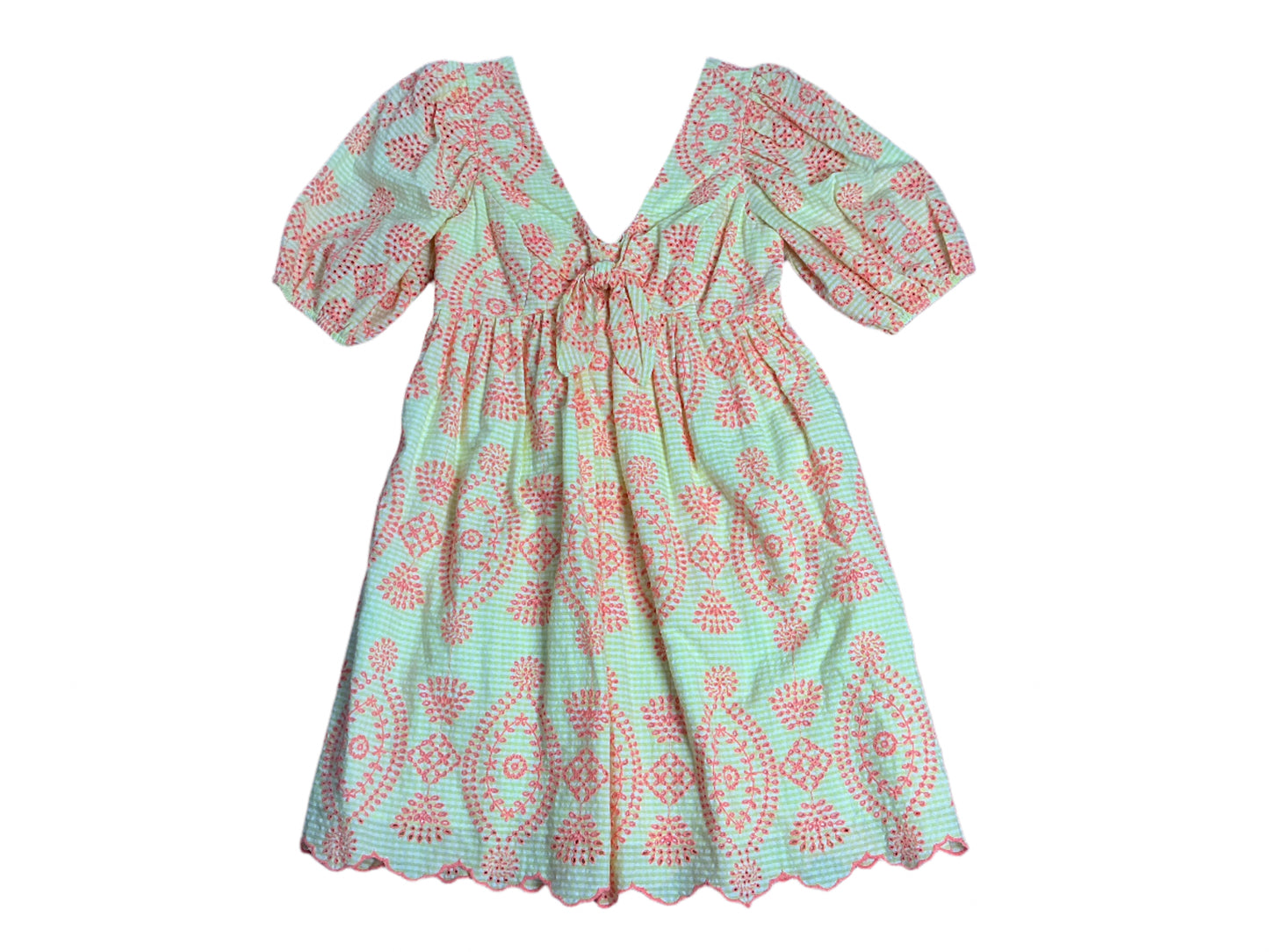 Lily Pulitzer Sarafina Eyelet Babydoll Dress - Calla Yellow Gingham Seeserver - Size 2